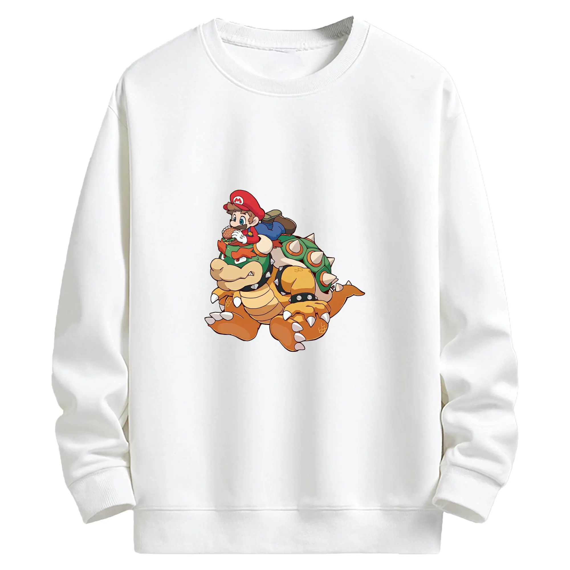 マリオ グッズ クッパ - キッズ クルーネックスウェットシャツ ・ フロントプリント ・ 綿80％ ポリエステル20％ ・ 快適 通学 スポーツ 日常使い お散歩用