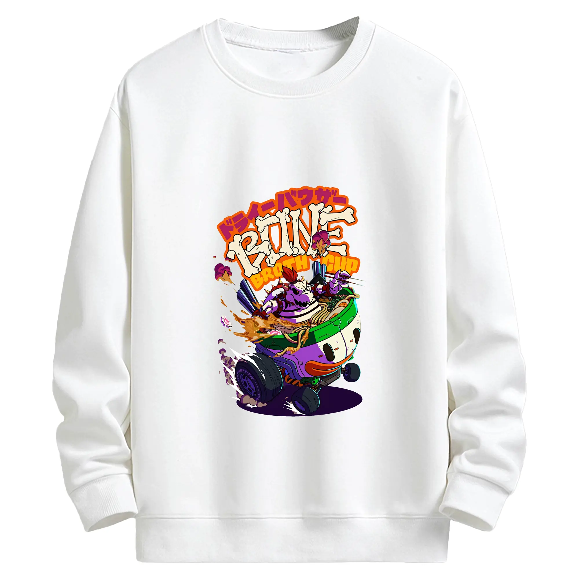 マリオ グッズ クッパ - キッズ クルーネックスウェットシャツ ・ フロントプリント ・ 綿80％ ポリエステル20％ ・ 快適 通学 スポーツ 日常使い お散歩用