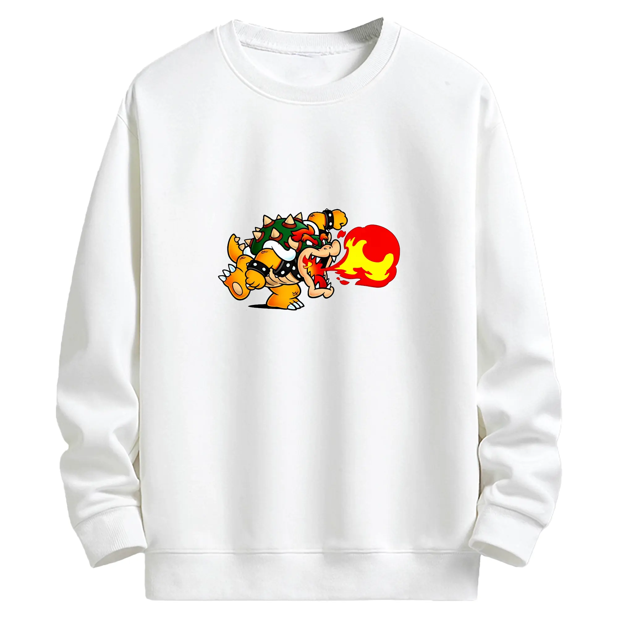 マリオ グッズ クッパ - キッズ クルーネックスウェットシャツ ・ フロントプリント ・ 綿80％ ポリエステル20％ ・ 快適 通学 スポーツ 日常使い お散歩用