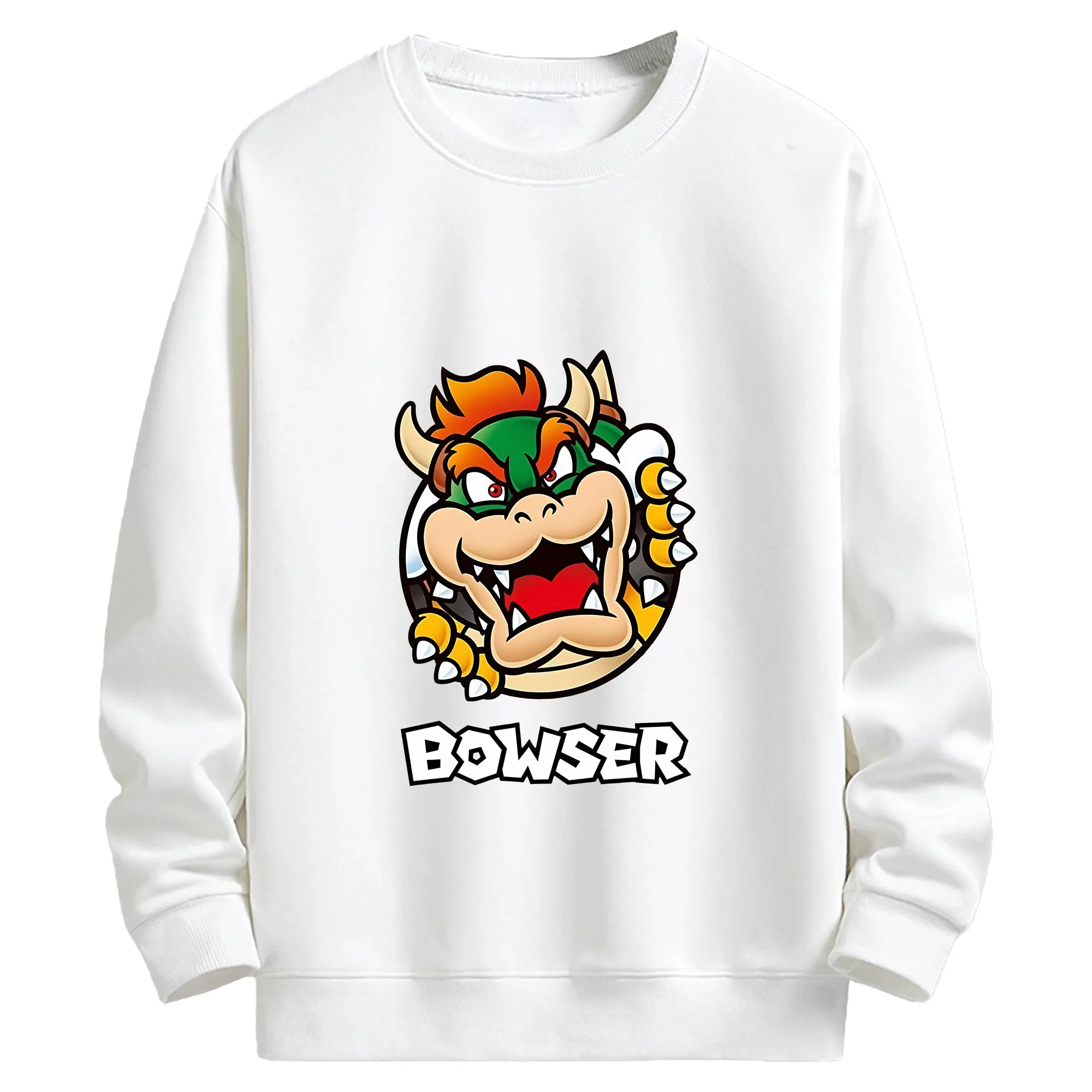 マリオ グッズ クッパ - キッズ クルーネックスウェットシャツ ・ フロントプリント ・ 綿80％ ポリエステル20％ ・ 快適 通学 スポーツ 日常使い お散歩用