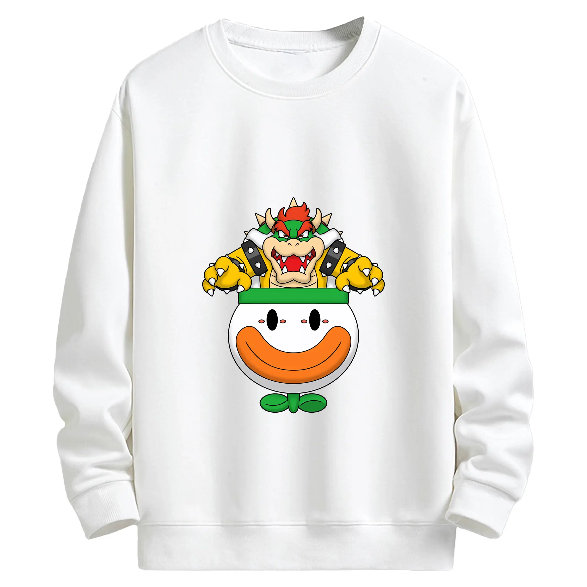 マリオ グッズ クッパ - キッズ クルーネックスウェットシャツ ・ フロントプリント ・ 綿80％ ポリエステル20％ ・ 快適 通学 スポーツ 日常使い お散歩用