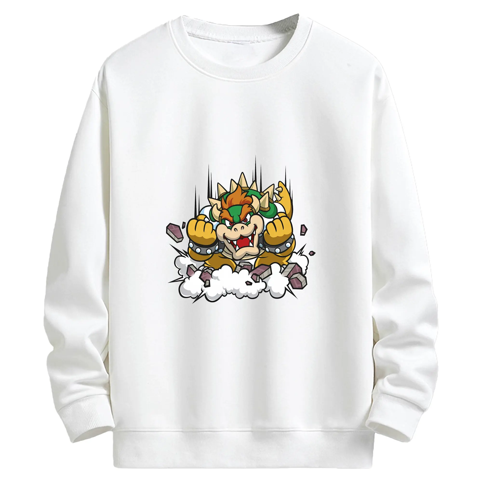 マリオ グッズ クッパ - キッズ クルーネックスウェットシャツ ・ フロントプリント ・ 綿80％ ポリエステル20％ ・ 快適 通学 スポーツ 日常使い お散歩用