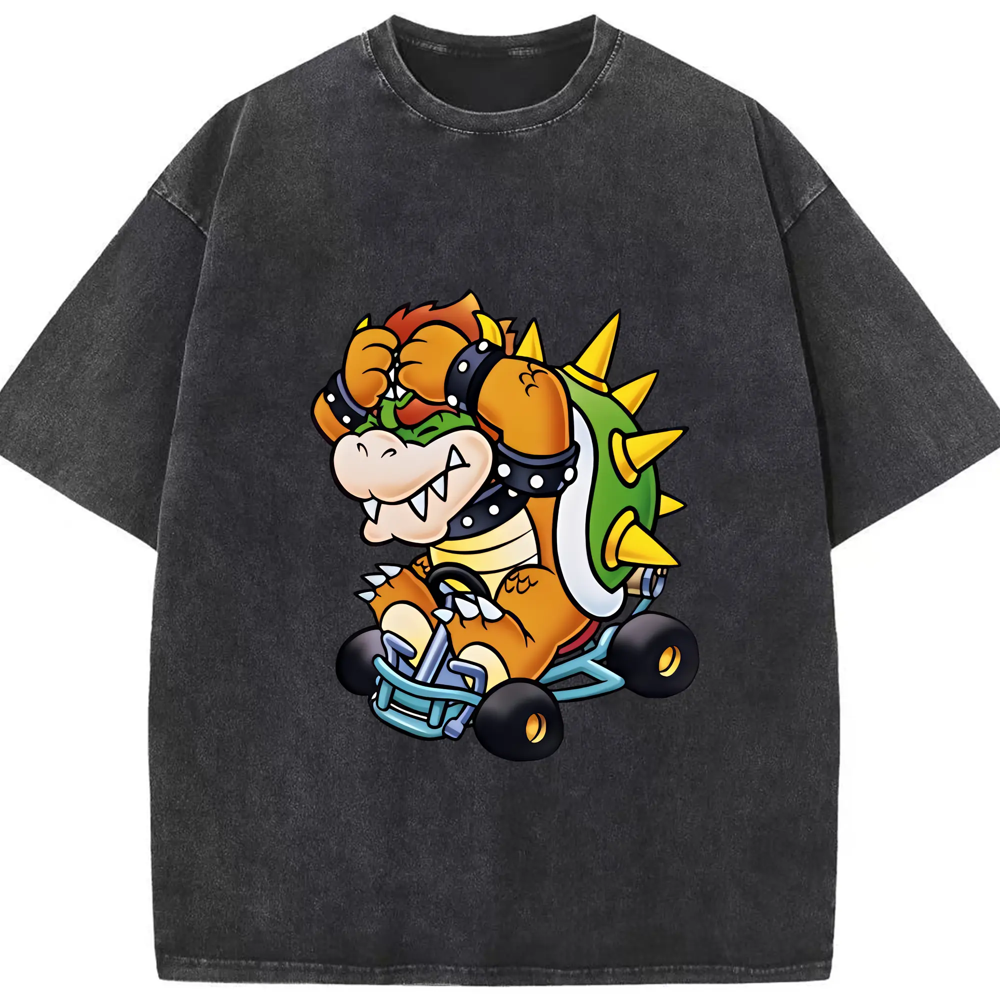 マリオ グッズ クッパ - 綿100％ ヴィンテージ風 半袖Tシャツ ・ フロントプリント ・ 柔らか肌触り ・ 通気性 快適 ・ スポーツ カジュアル 外出用