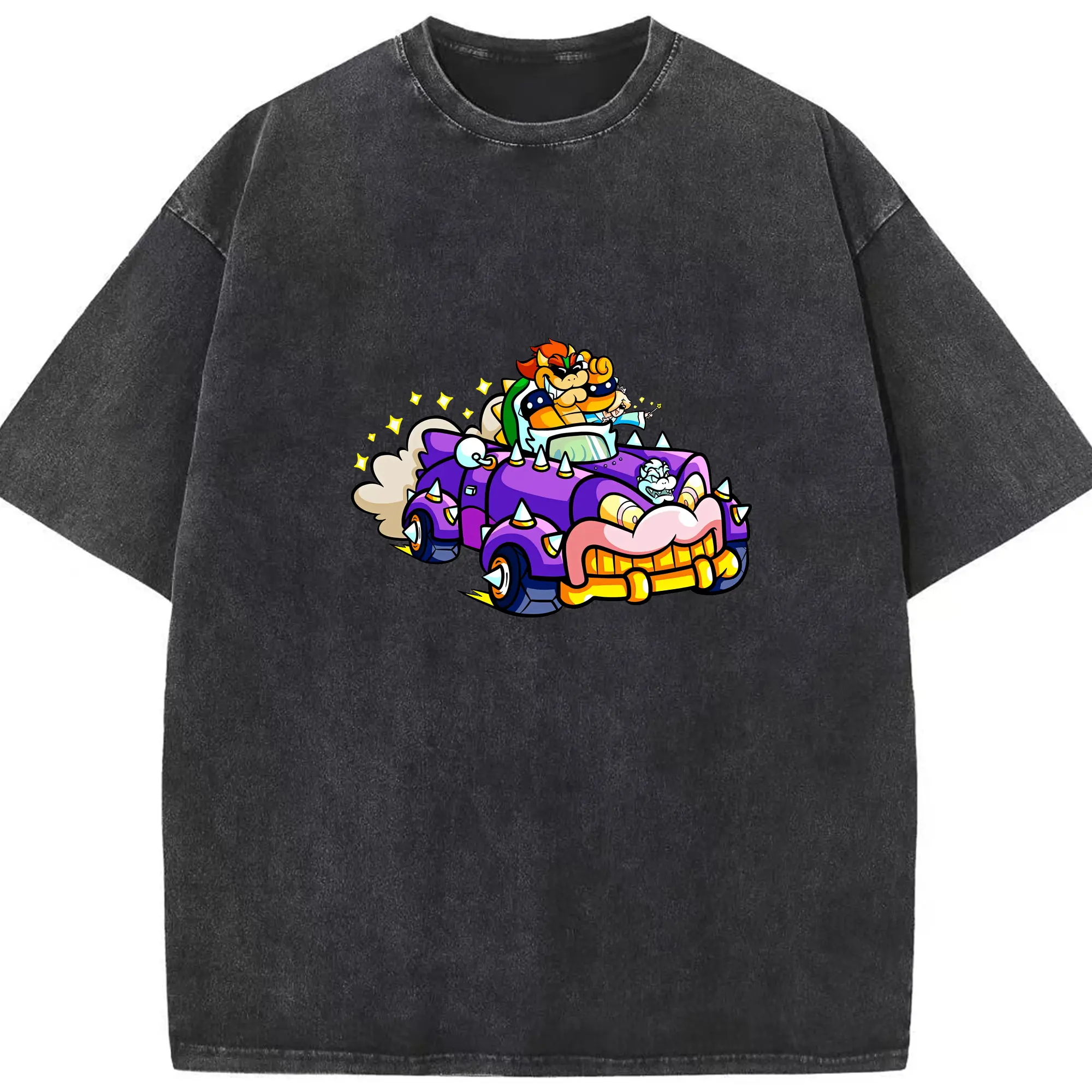 マリオ グッズ クッパ - 綿100％ ヴィンテージ風 半袖Tシャツ ・ フロントプリント ・ 柔らか肌触り ・ 通気性 快適 ・ スポーツ カジュアル 外出用