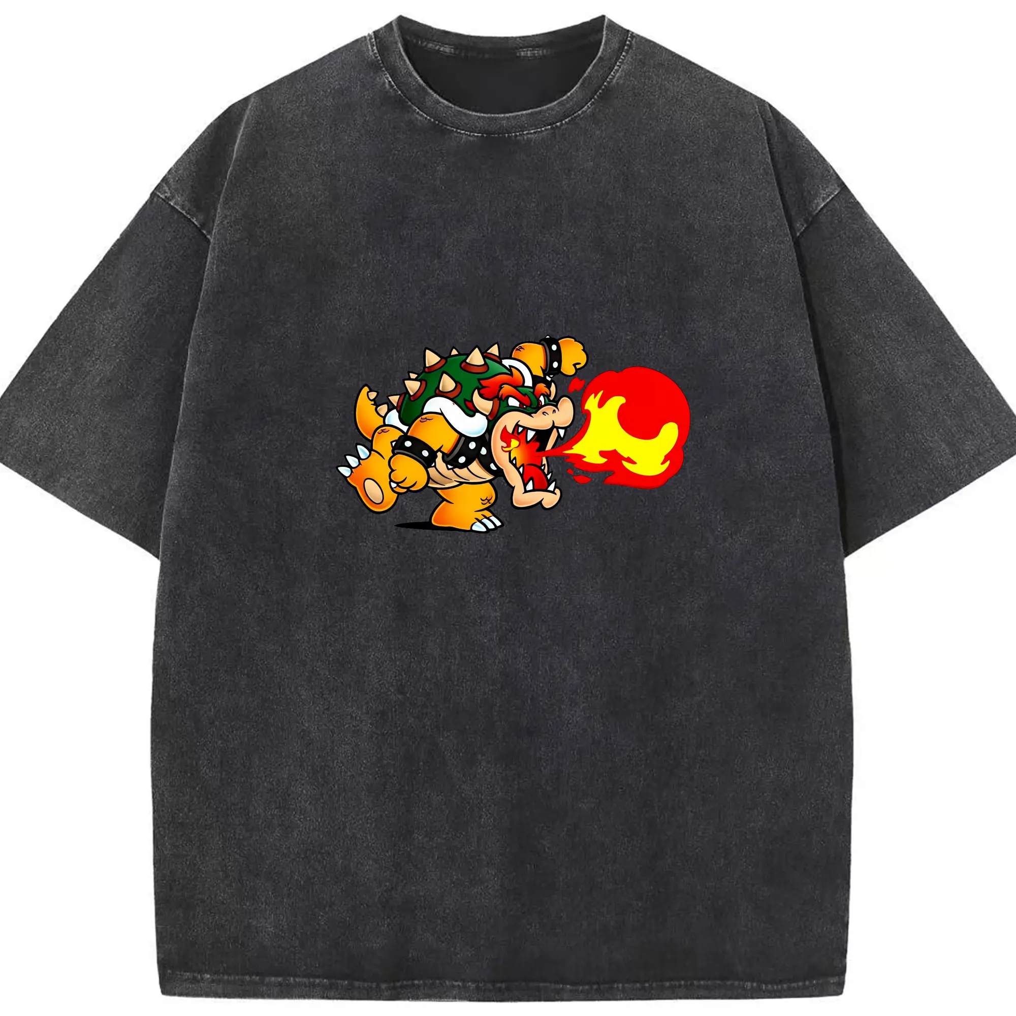 マリオ グッズ クッパ - 綿100％ ヴィンテージ風 半袖Tシャツ ・ フロントプリント ・ 柔らか肌触り ・ 通気性 快適 ・ スポーツ カジュアル 外出用