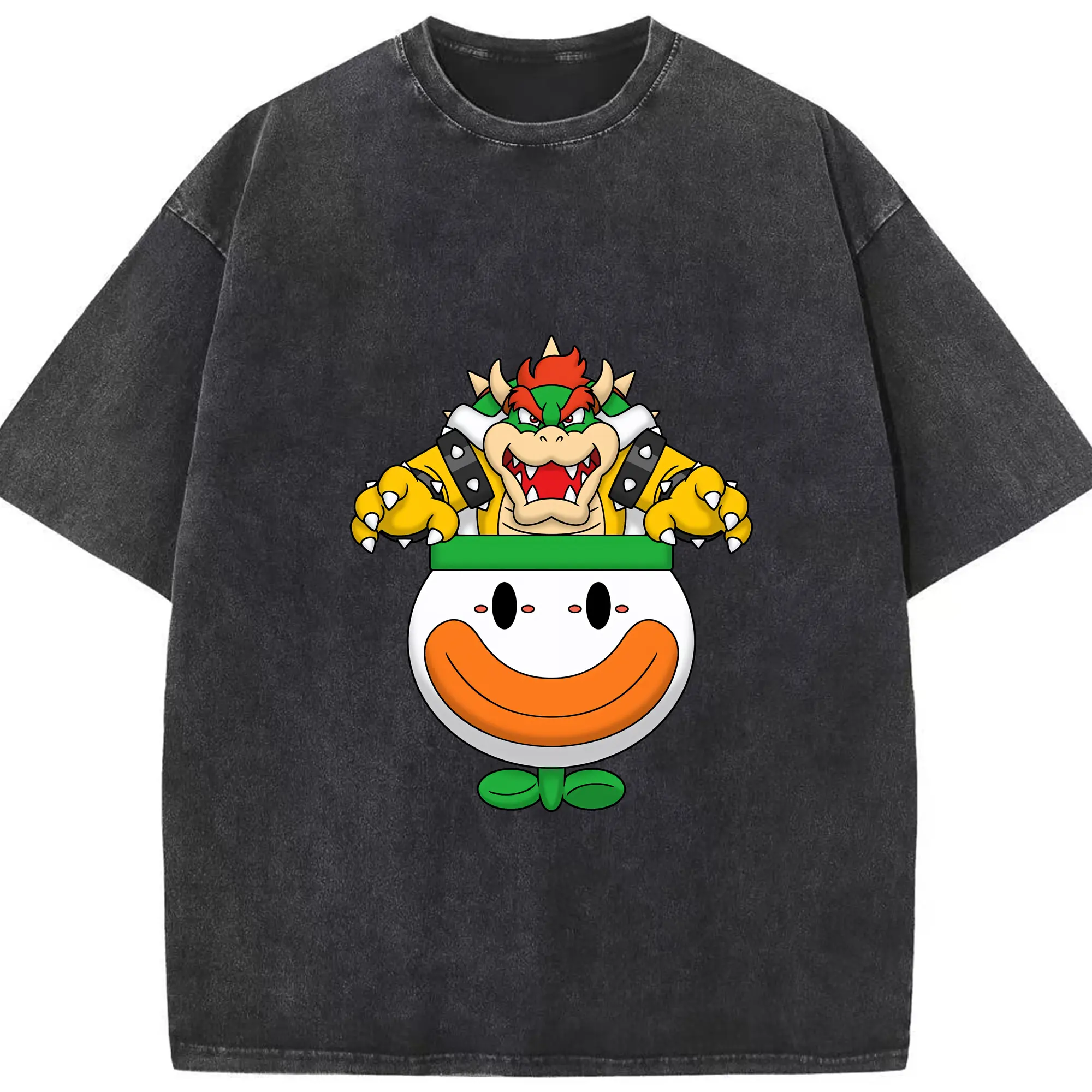 マリオ グッズ クッパ - 綿100％ ヴィンテージ風 半袖Tシャツ ・ フロントプリント ・ 柔らか肌触り ・ 通気性 快適 ・ スポーツ カジュアル 外出用