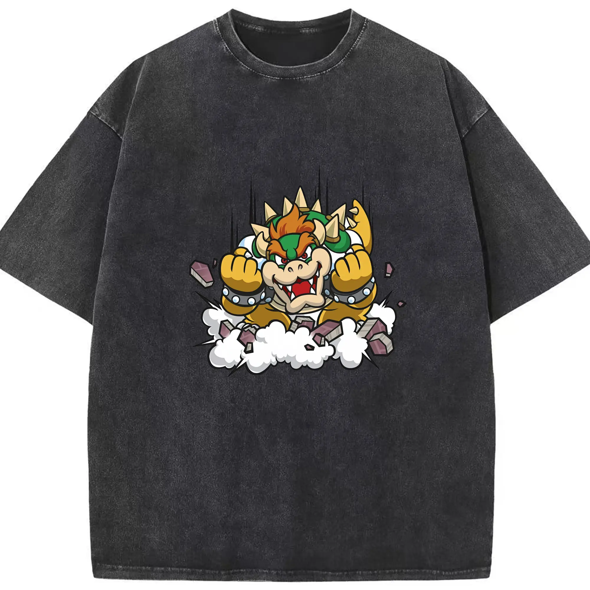 マリオ グッズ クッパ - 綿100％ ヴィンテージ風 半袖Tシャツ ・ フロントプリント ・ 柔らか肌触り ・ 通気性 快適 ・ スポーツ カジュアル 外出用