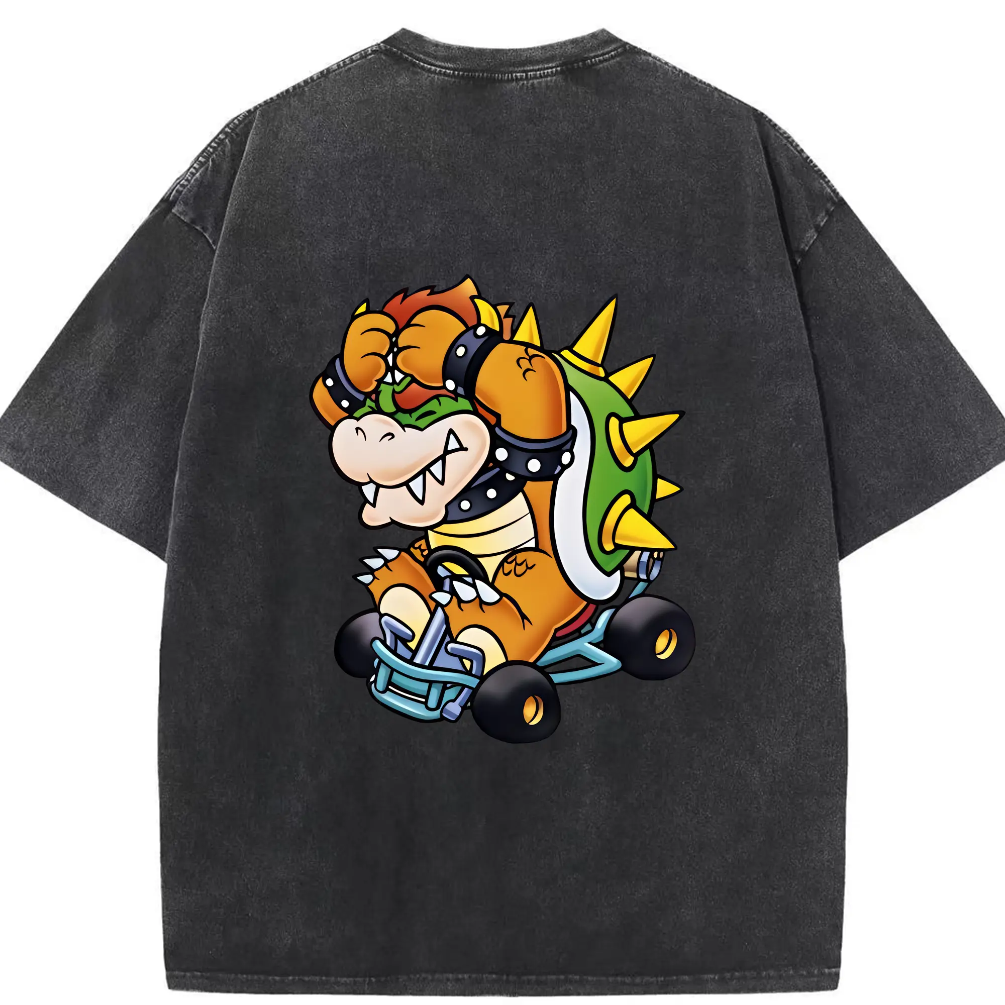 マリオ グッズ クッパ - 綿100％ ヴィンテージ風 半袖Tシャツ ・ 背面プリント ・ 柔らか肌触り ・ 通気性 快適 ・ スポーツ カジュアル 外出用