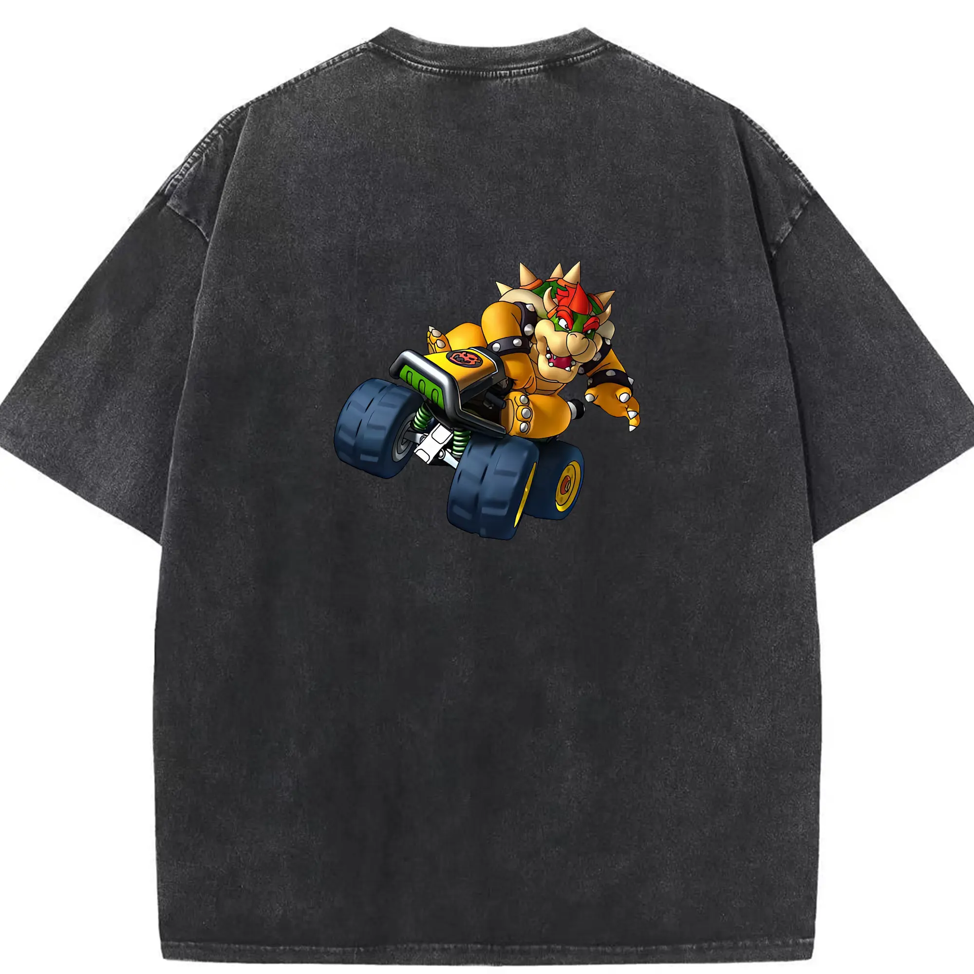 マリオ グッズ クッパ - 綿100％ ヴィンテージ風 半袖Tシャツ ・ 背面プリント ・ 柔らか肌触り ・ 通気性 快適 ・ スポーツ カジュアル 外出用