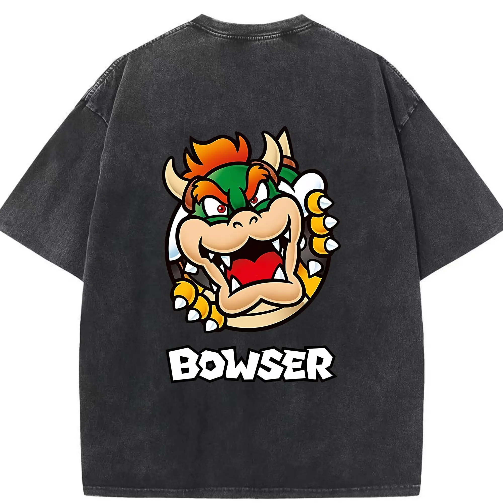 マリオ グッズ クッパ - 綿100％ ヴィンテージ風 半袖Tシャツ ・ 背面プリント ・ 柔らか肌触り ・ 通気性 快適 ・ スポーツ カジュアル 外出用