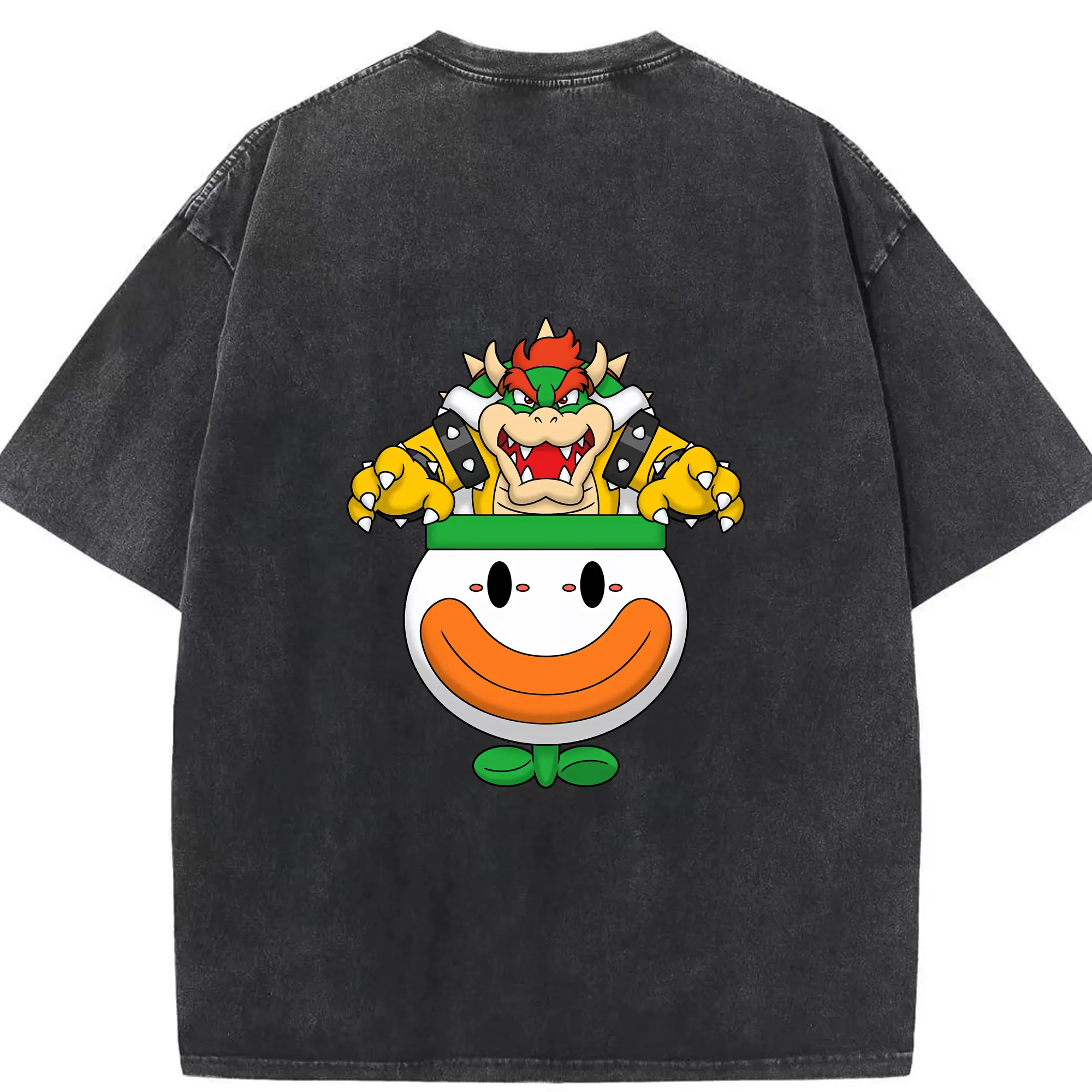 マリオ グッズ クッパ - 綿100％ ヴィンテージ風 半袖Tシャツ ・ 背面プリント ・ 柔らか肌触り ・ 通気性 快適 ・ スポーツ カジュアル 外出用