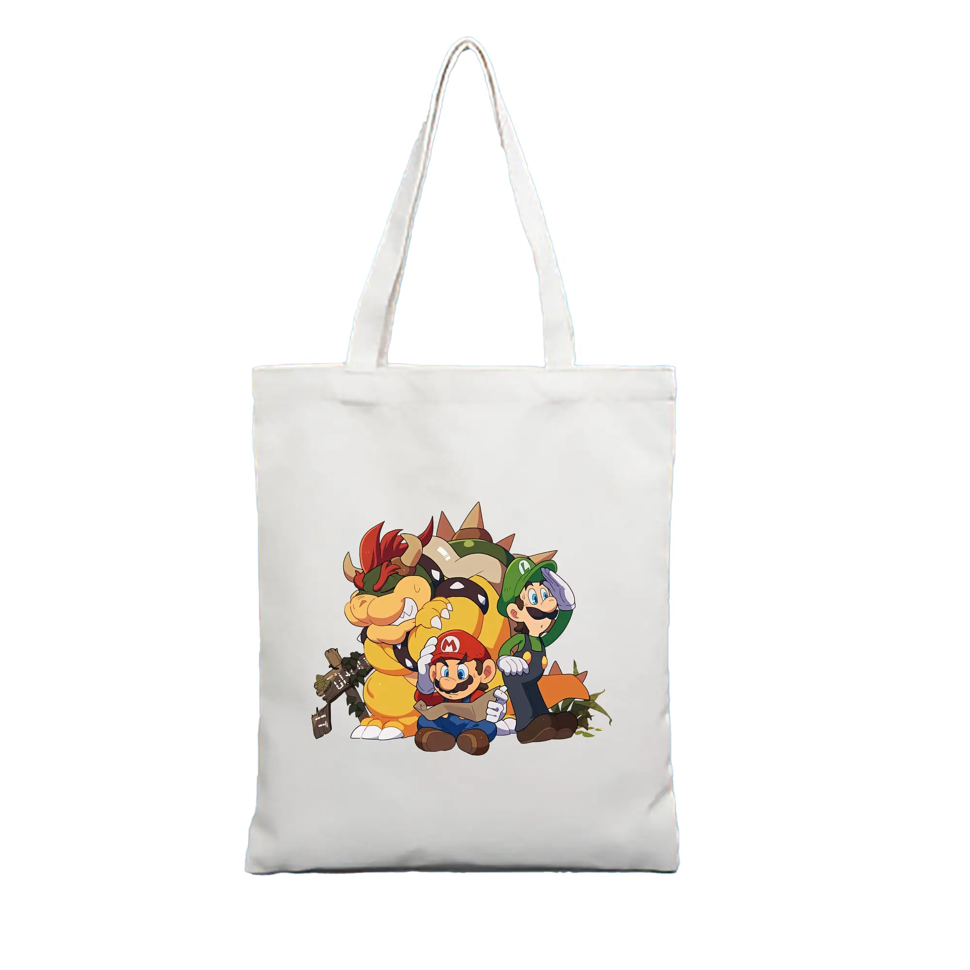 マリオ グッズ クッパ - 縦型キャンバス手提げバッグ（トートバッグ） ・ キャンバス素材 ・ ショッピング用 ・ 軽量 丈夫 お手入れ簡単