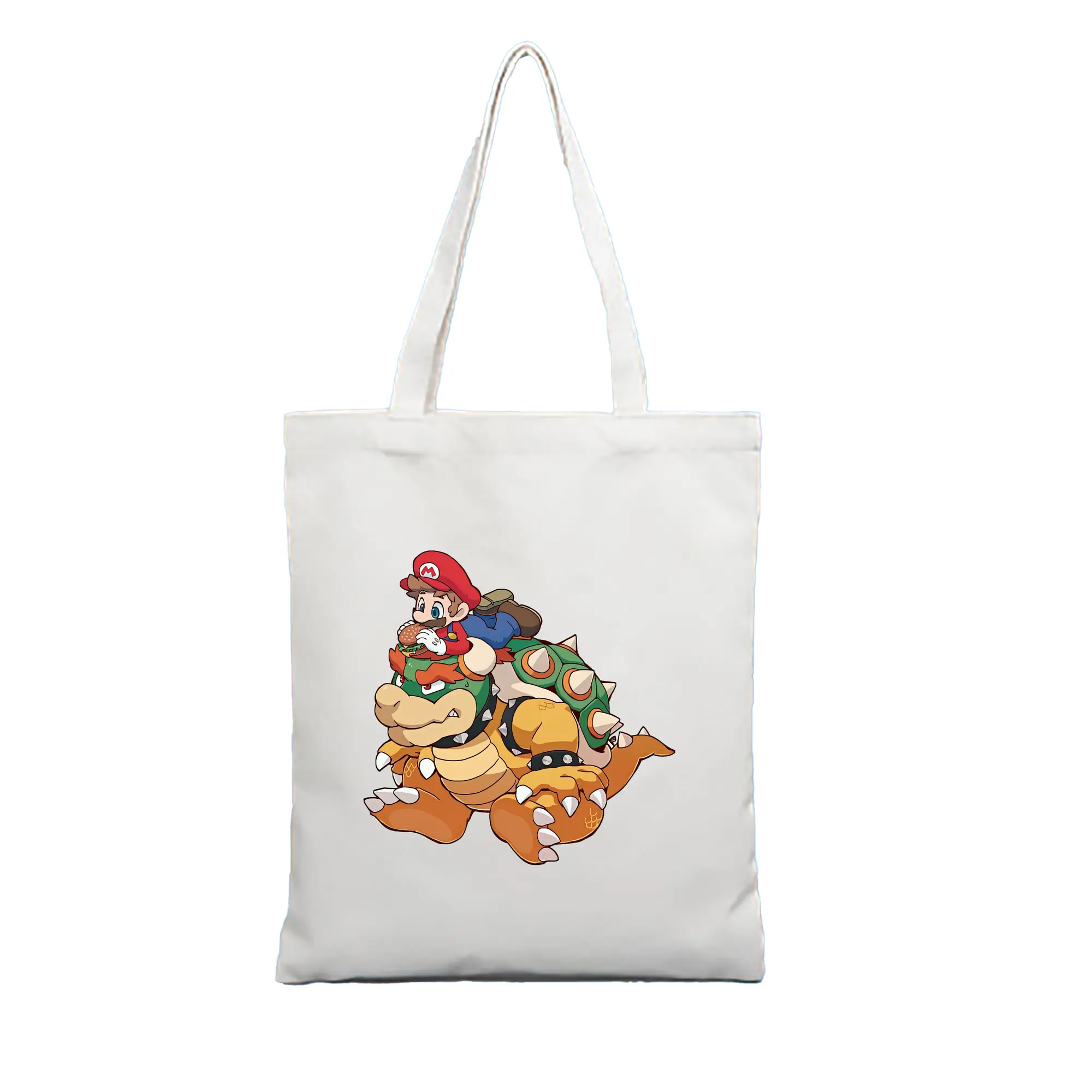 マリオ グッズ クッパ - 縦型キャンバス手提げバッグ（トートバッグ） ・ キャンバス素材 ・ ショッピング用 ・ 軽量 丈夫 お手入れ簡単