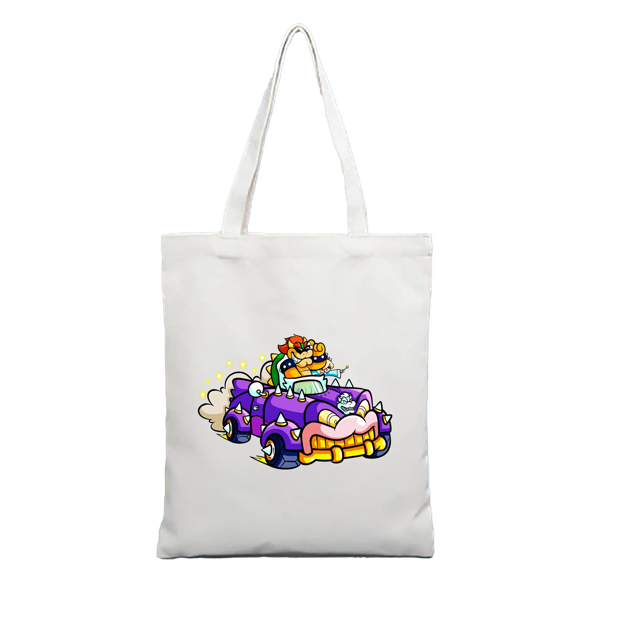 マリオ グッズ クッパ - 縦型キャンバス手提げバッグ（トートバッグ） ・ キャンバス素材 ・ ショッピング用 ・ 軽量 丈夫 お手入れ簡単