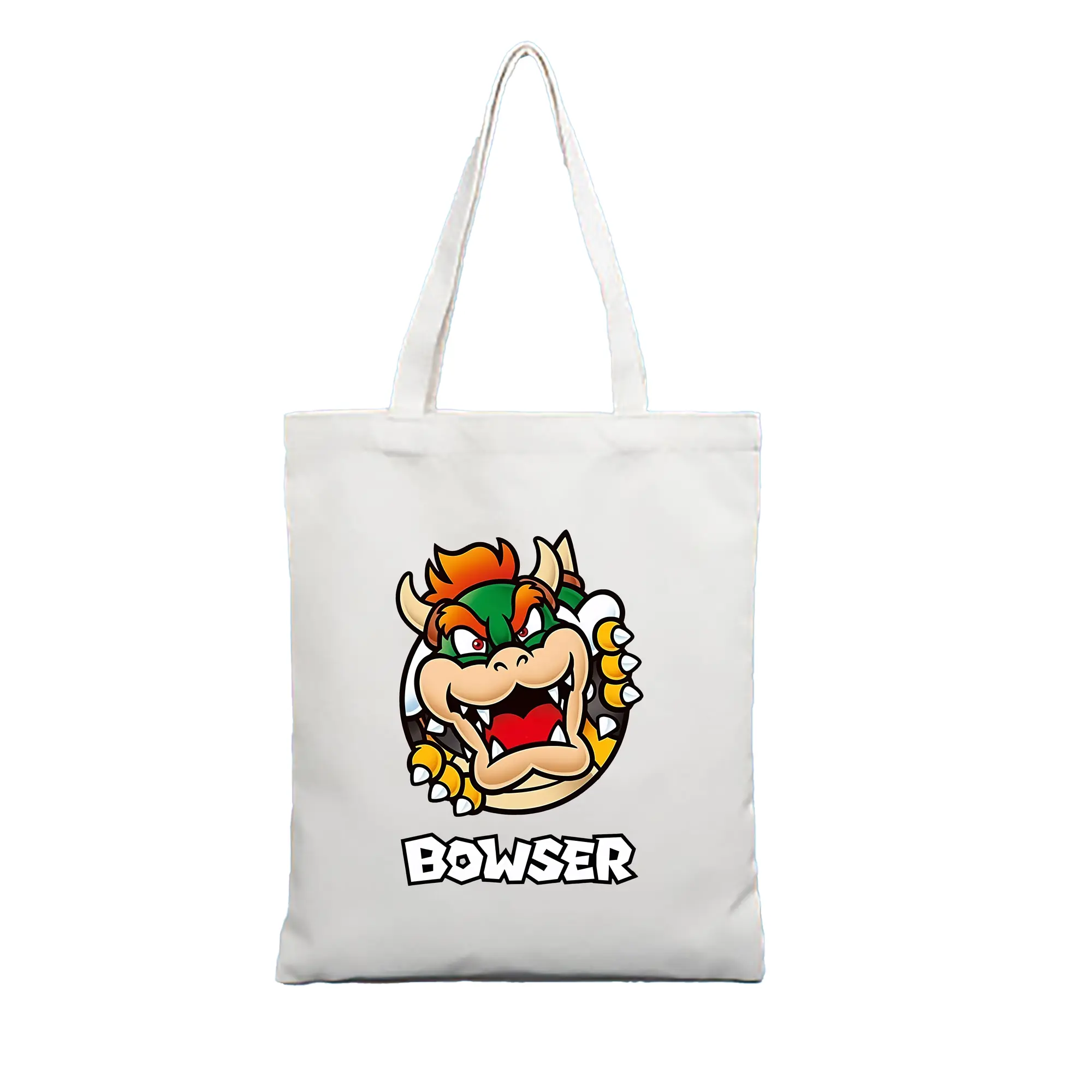 マリオ グッズ クッパ - 縦型キャンバス手提げバッグ（トートバッグ） ・ キャンバス素材 ・ ショッピング用 ・ 軽量 丈夫 お手入れ簡単