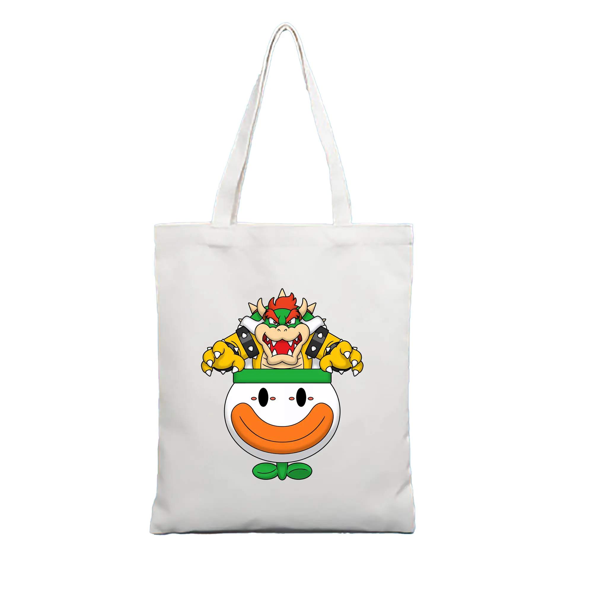 マリオ グッズ クッパ - 縦型キャンバス手提げバッグ（トートバッグ） ・ キャンバス素材 ・ ショッピング用 ・ 軽量 丈夫 お手入れ簡単