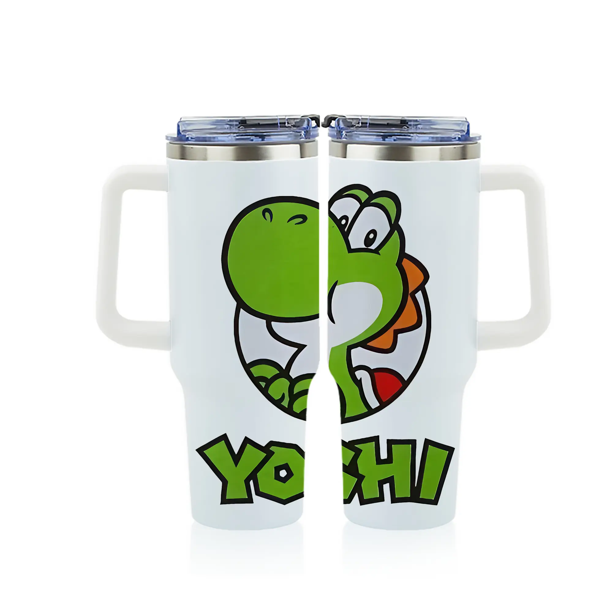 マリオ グッズ ヨッシー - 1200mL フルプリント車用タンブラー ・ 304ステンレス 内側 ・ 201ステンレス 外側 ・ 保温 保冷 ・ 通勤 ドライブ アウトドア用