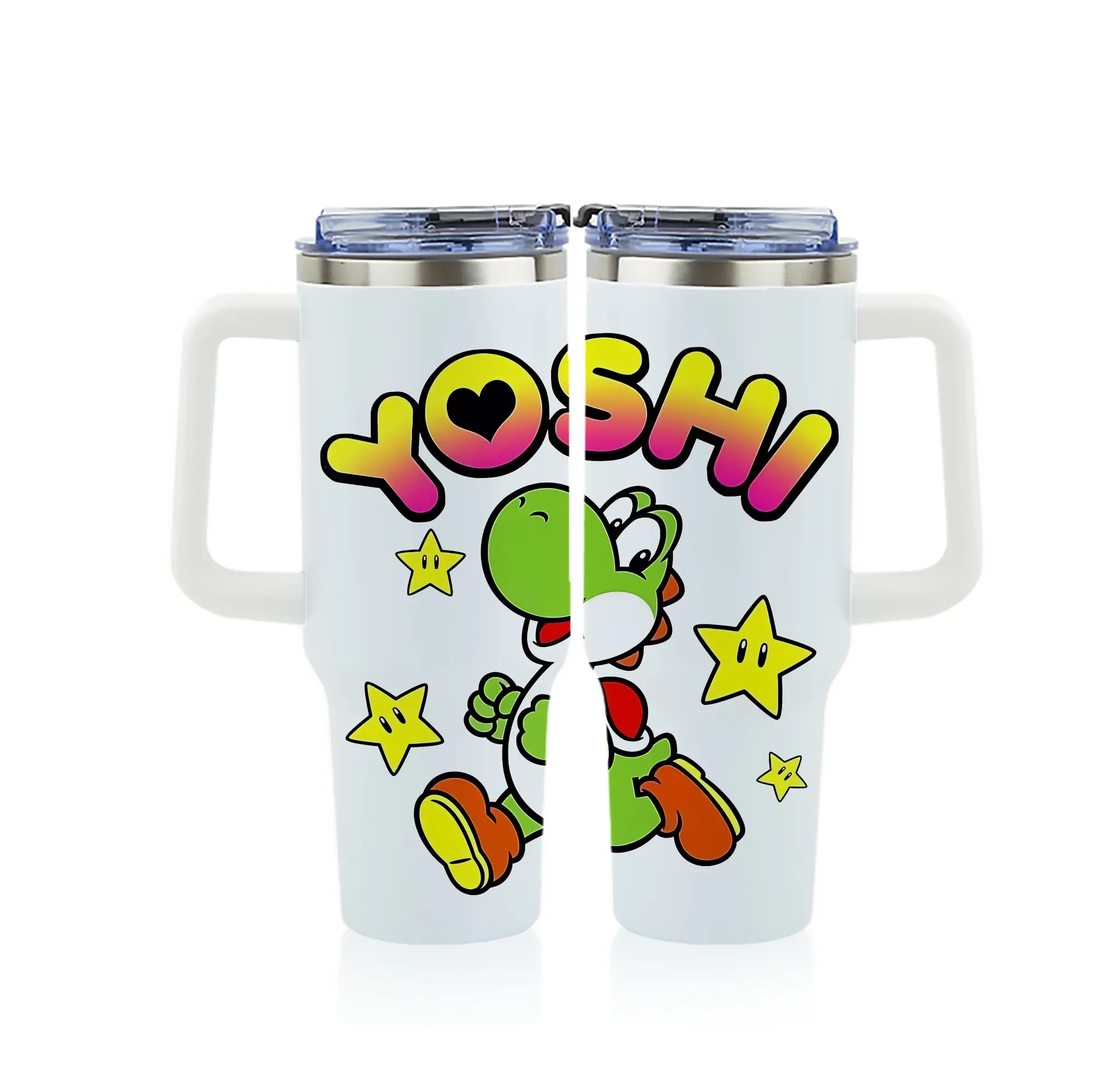 マリオ グッズ ヨッシー - 1200mL フルプリント車用タンブラー ・ 304ステンレス 内側 ・ 201ステンレス 外側 ・ 保温 保冷 ・ 通勤 ドライブ アウトドア用