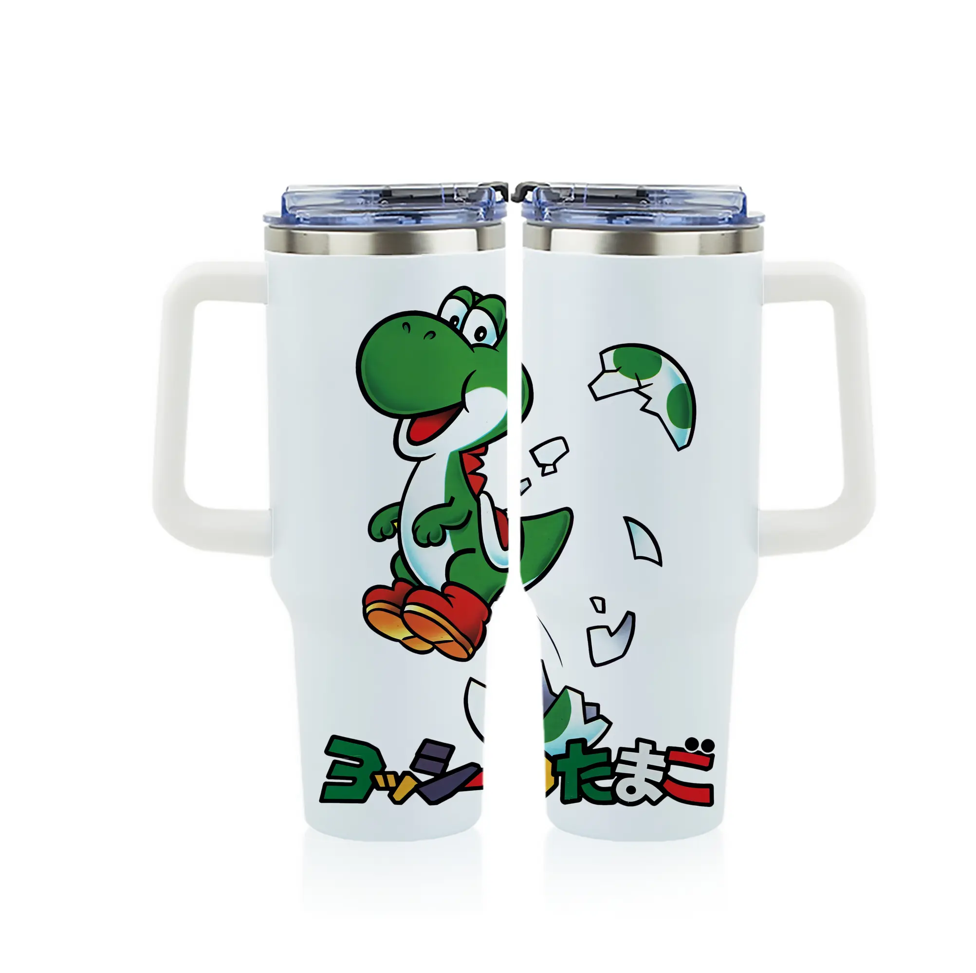 マリオ グッズ ヨッシー - 1200mL フルプリント車用タンブラー ・ 304ステンレス 内側 ・ 201ステンレス 外側 ・ 保温 保冷 ・ 通勤 ドライブ アウトドア用