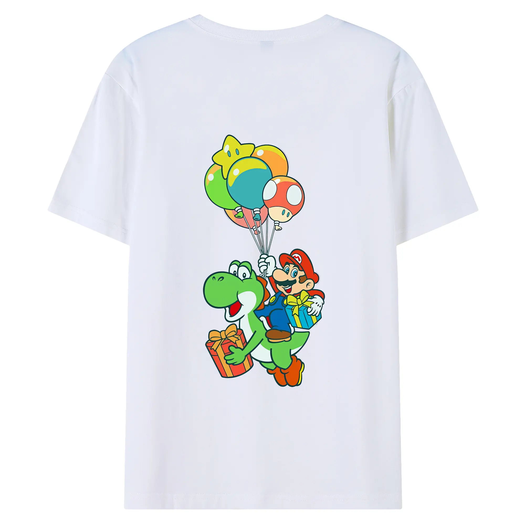 マリオ グッズ ヨッシー - 綿100％ 半袖Tシャツ ・ バックプリント ・ 快適 通気性 ・ 日常使い 散歩 スポーツ用