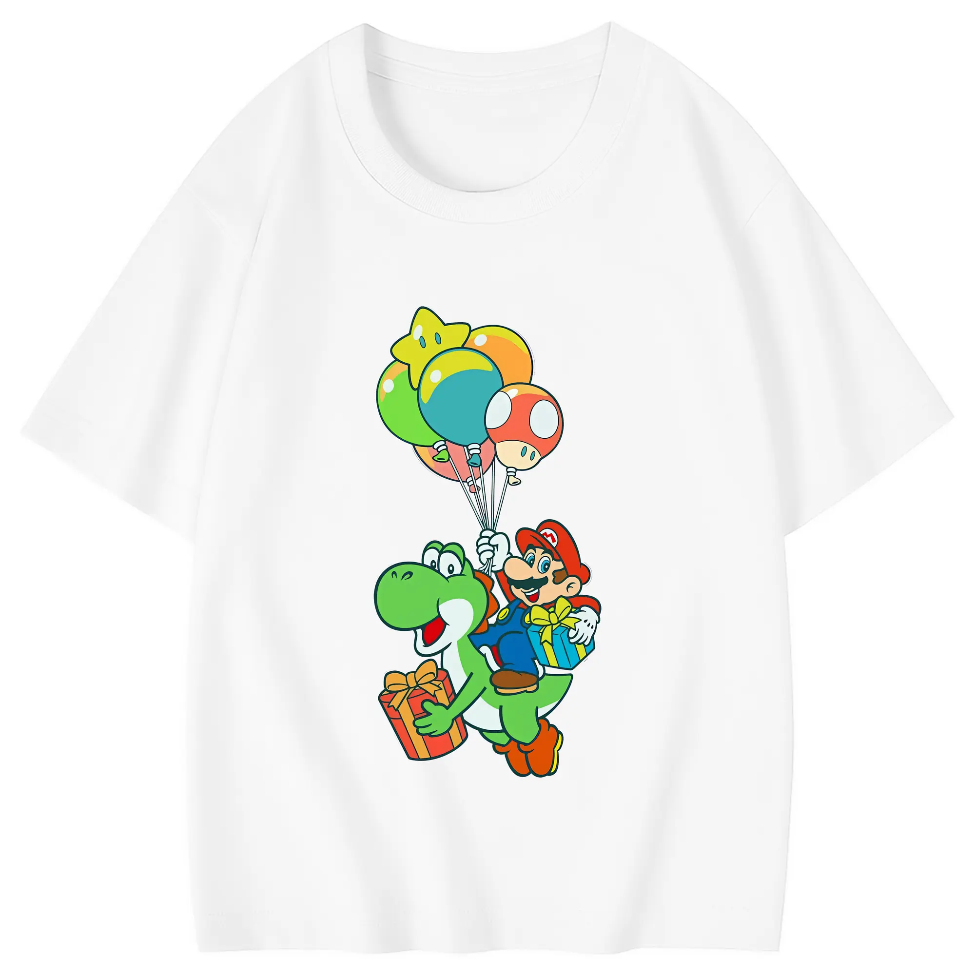 マリオ グッズ ヨッシー - 綿100％ キッズTシャツ ・ フロントプリント ・ 快適 通気性 ・ スポーツ カジュアル 散歩用