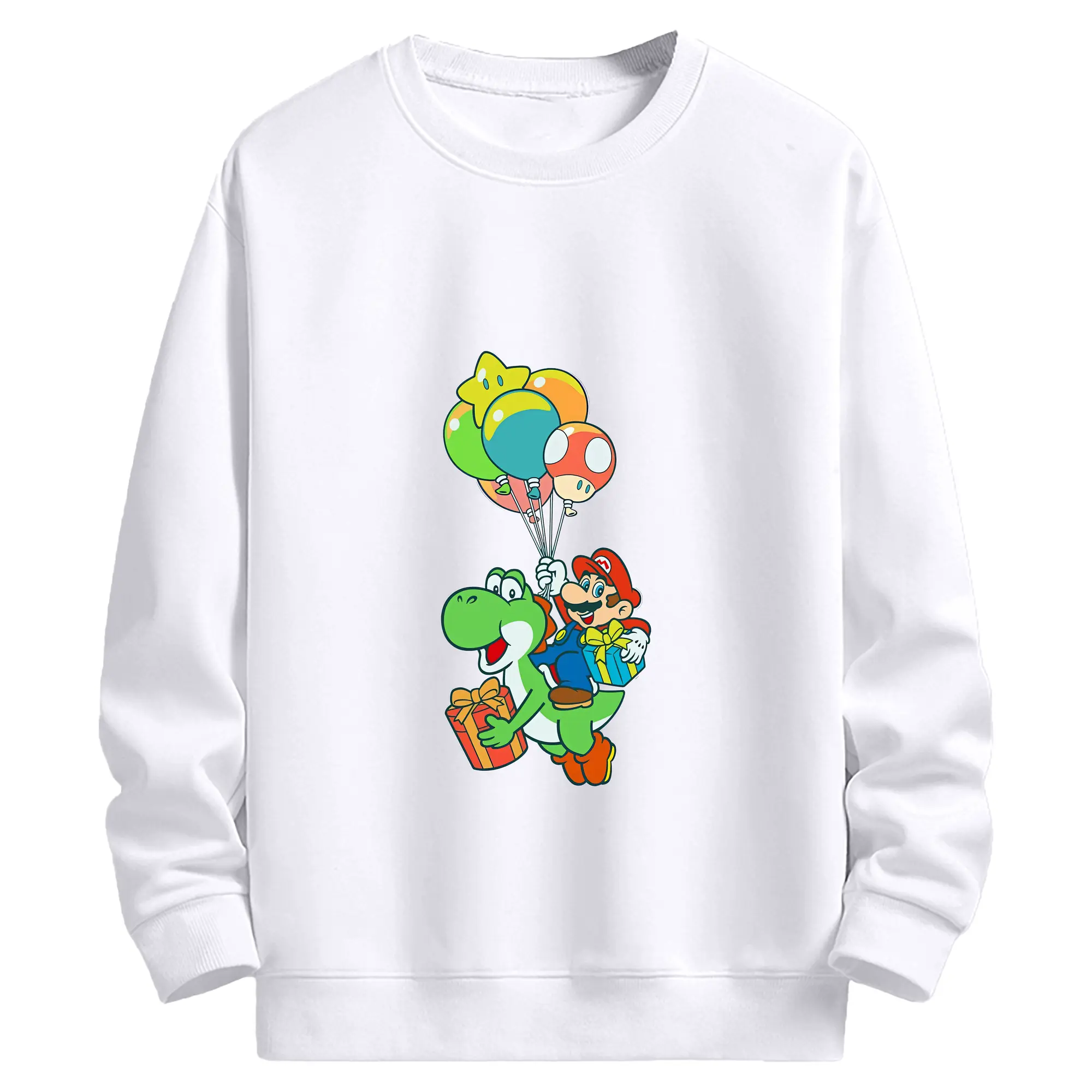 マリオ グッズ ヨッシー - 高品質 クルーネック スウェット ・ コットン59％ ポリエステル41％ ・ ユニセックス 長袖 トレーナー ・ カジュアル デイリー スポーツ 散歩用