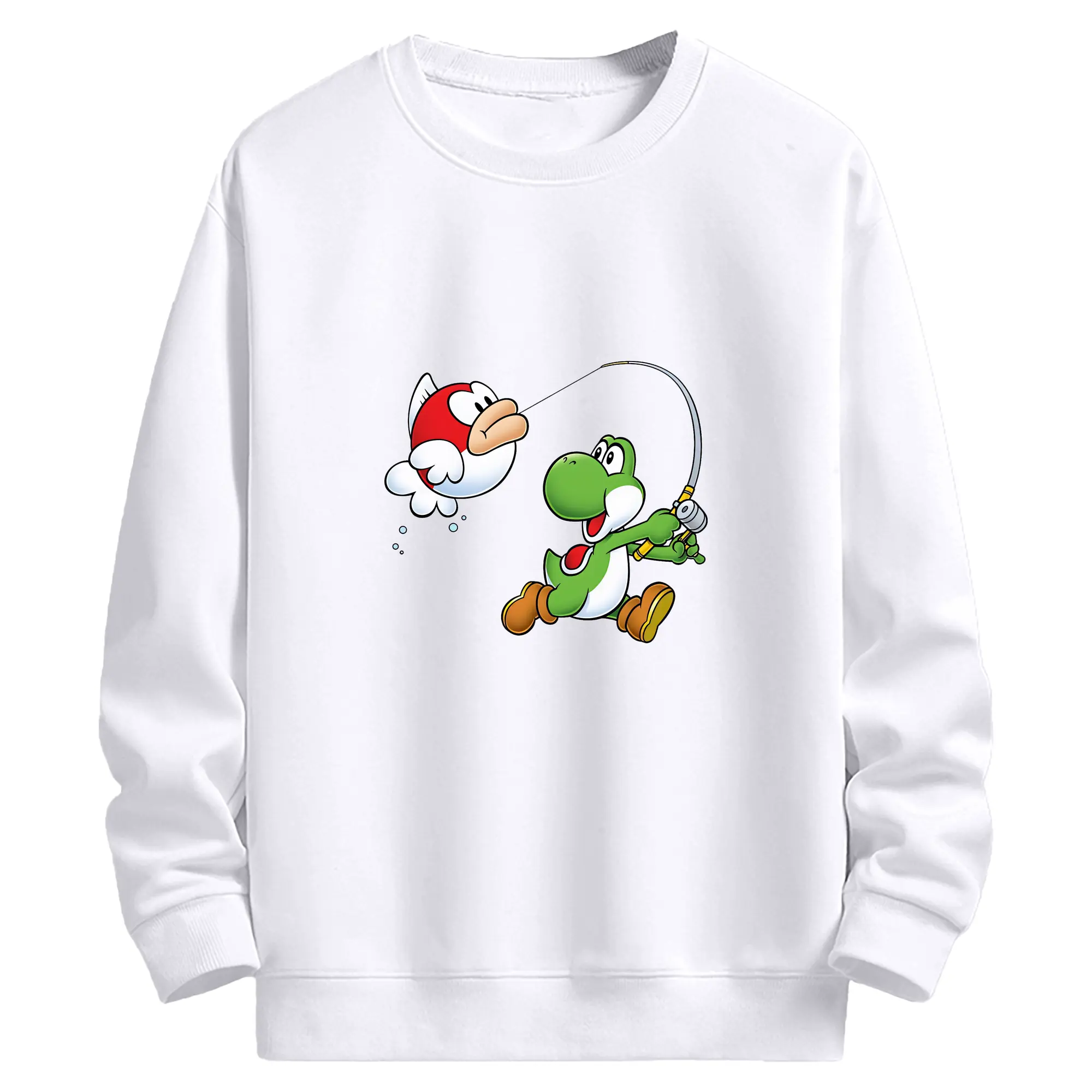 マリオ グッズ ヨッシー - 高品質 クルーネック スウェット ・ コットン59％ ポリエステル41％ ・ ユニセックス 長袖 トレーナー ・ カジュアル デイリー スポーツ 散歩用