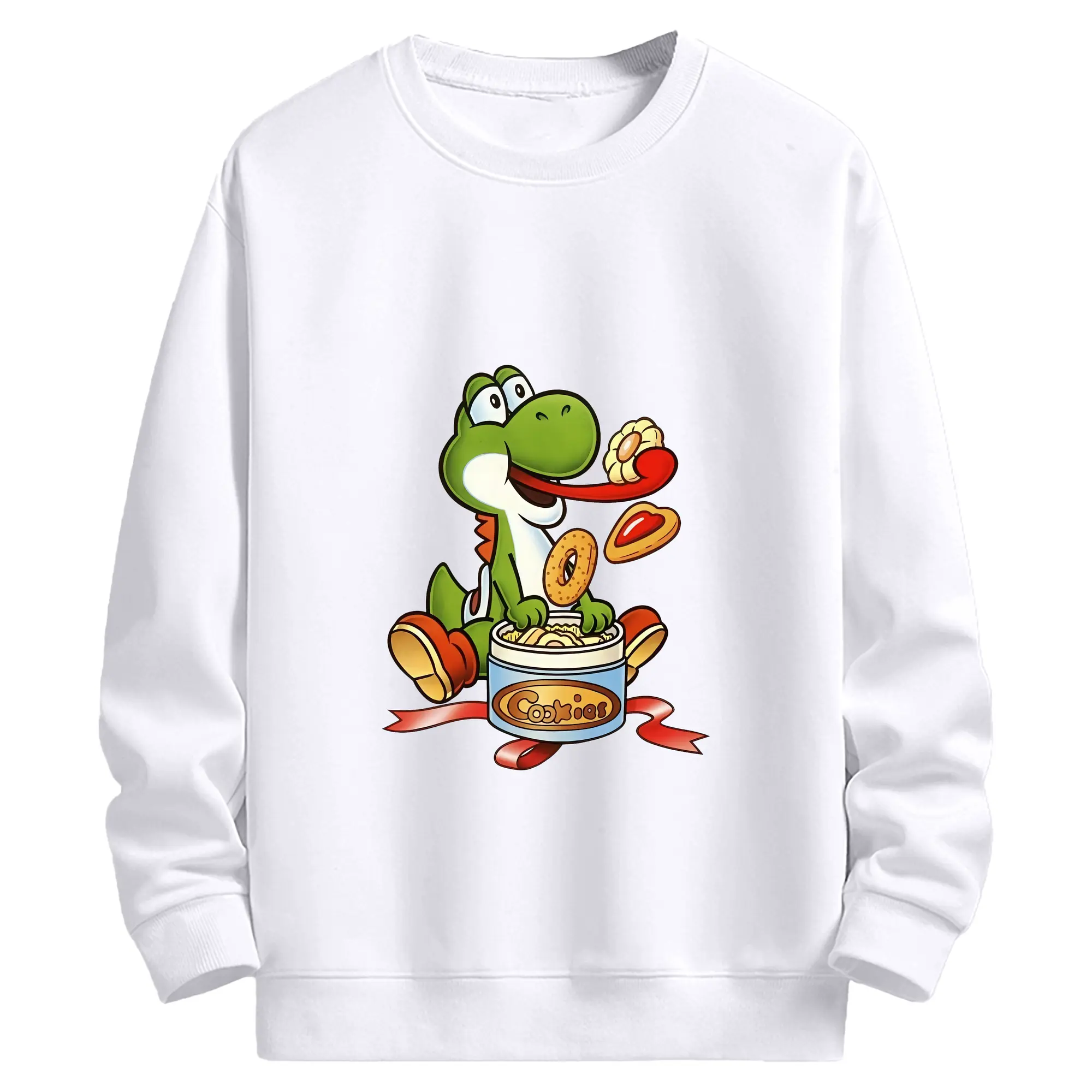 マリオ グッズ ヨッシー - 高品質 クルーネック スウェット ・ コットン59％ ポリエステル41％ ・ ユニセックス 長袖 トレーナー ・ カジュアル デイリー スポーツ 散歩用