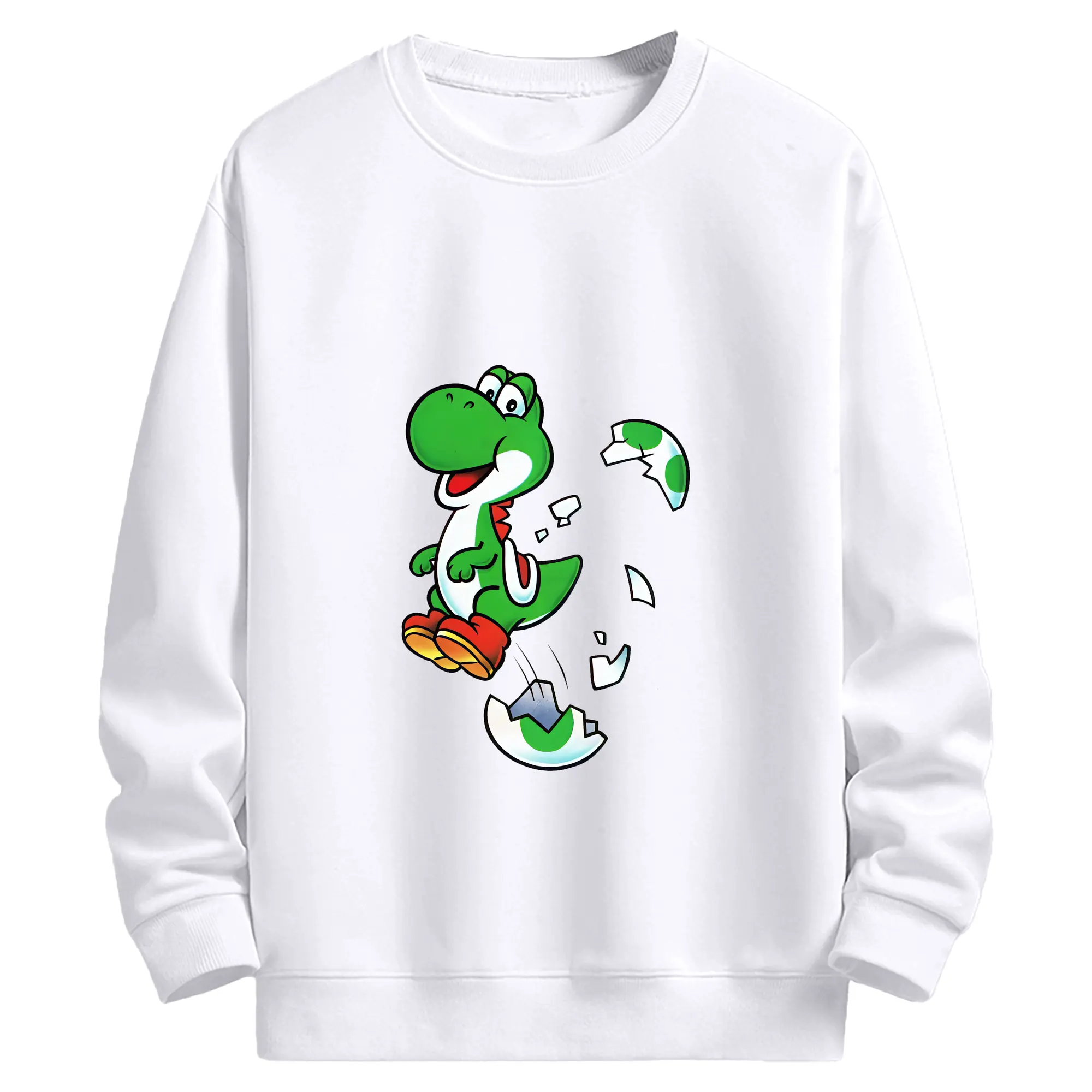 マリオ グッズ ヨッシー - 高品質 クルーネック スウェット ・ コットン59％ ポリエステル41％ ・ ユニセックス 長袖 トレーナー ・ カジュアル デイリー スポーツ 散歩用