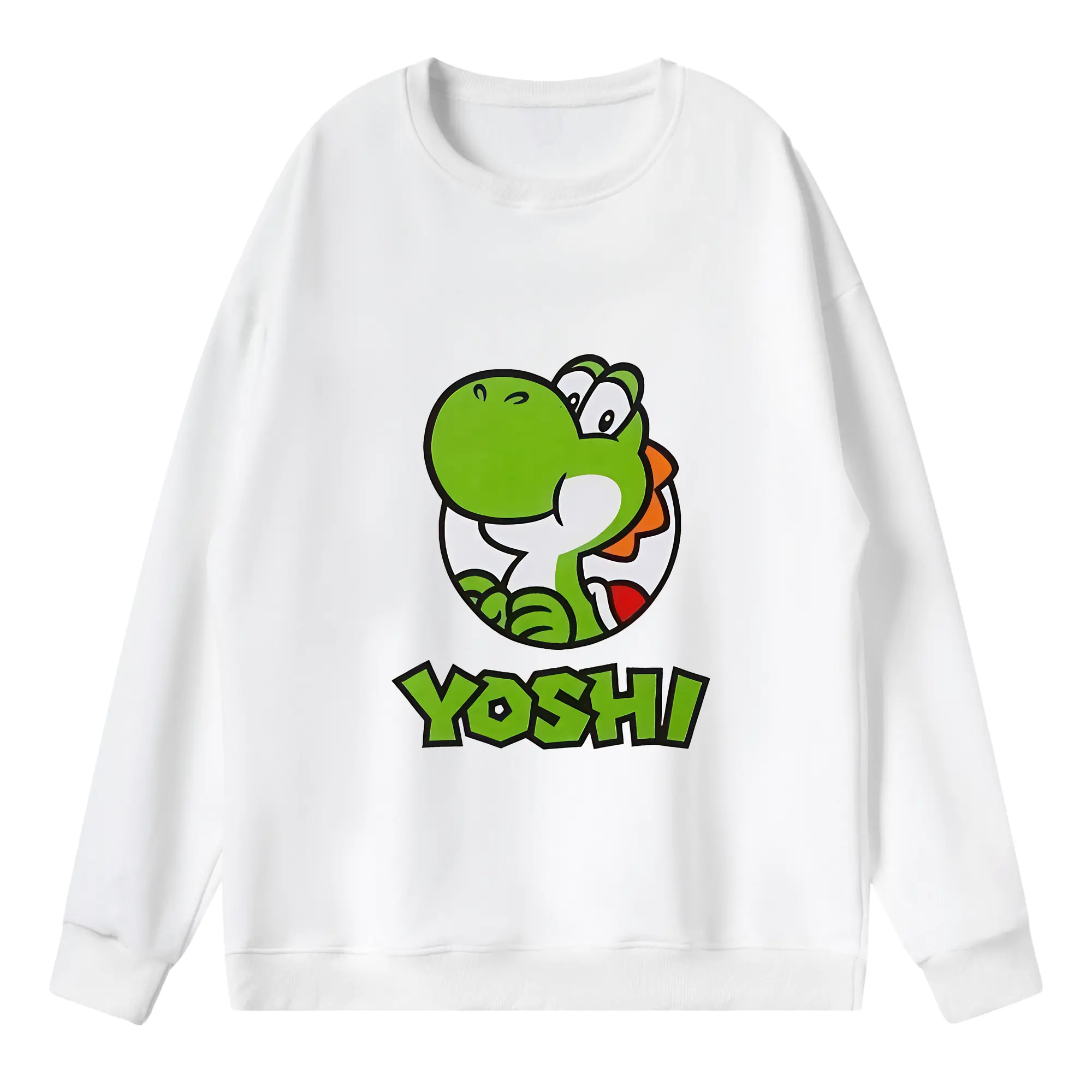 マリオ グッズ ヨッシー - 薄手 クルーネック スウェット 裏毛260g · ポリエステル 春秋向け カジュアル 男女兼用 · トレーナー デイリー スポーツ 散歩に最適