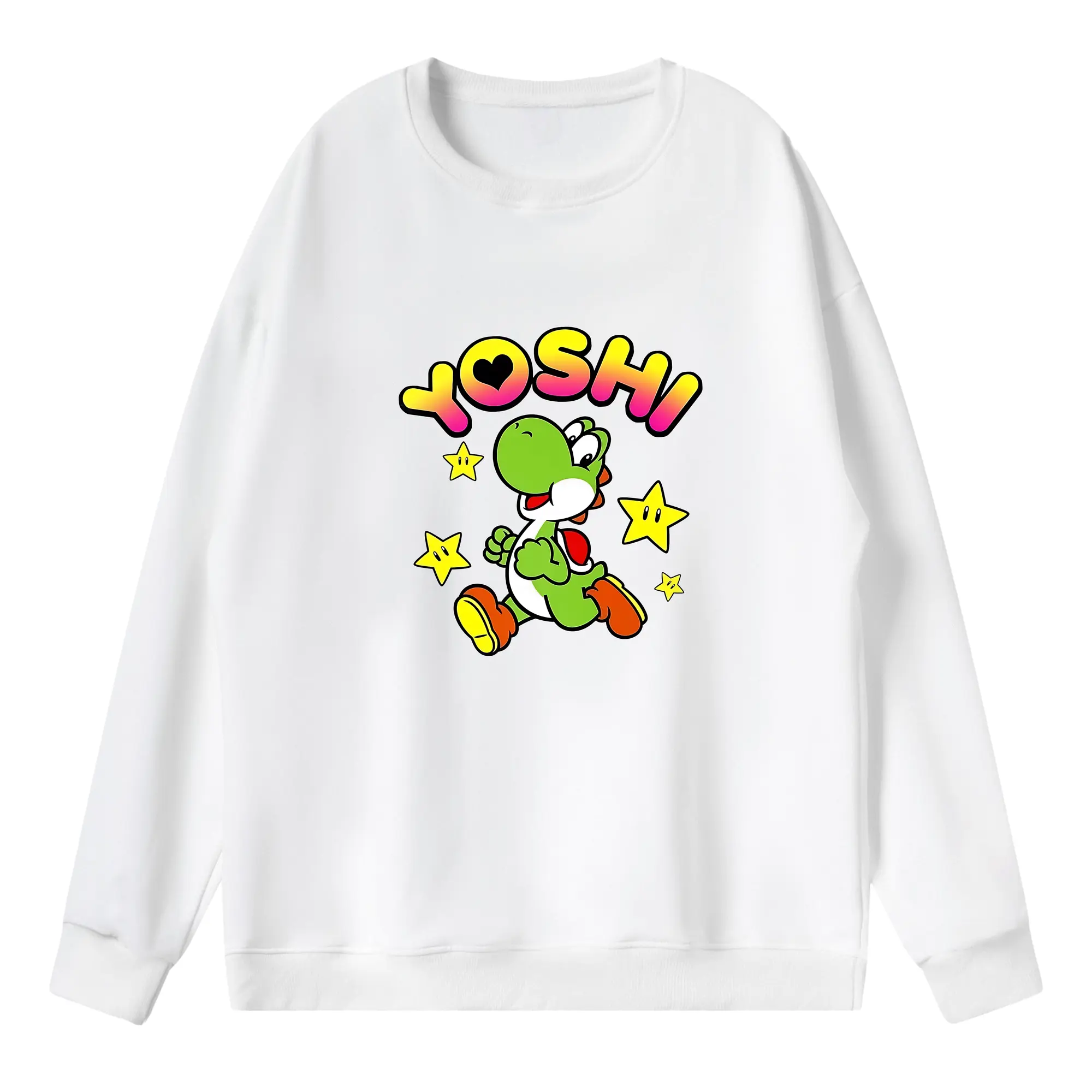 マリオ グッズ ヨッシー - 薄手 クルーネック スウェット 裏毛260g · ポリエステル 春秋向け カジュアル 男女兼用 · トレーナー デイリー スポーツ 散歩に最適