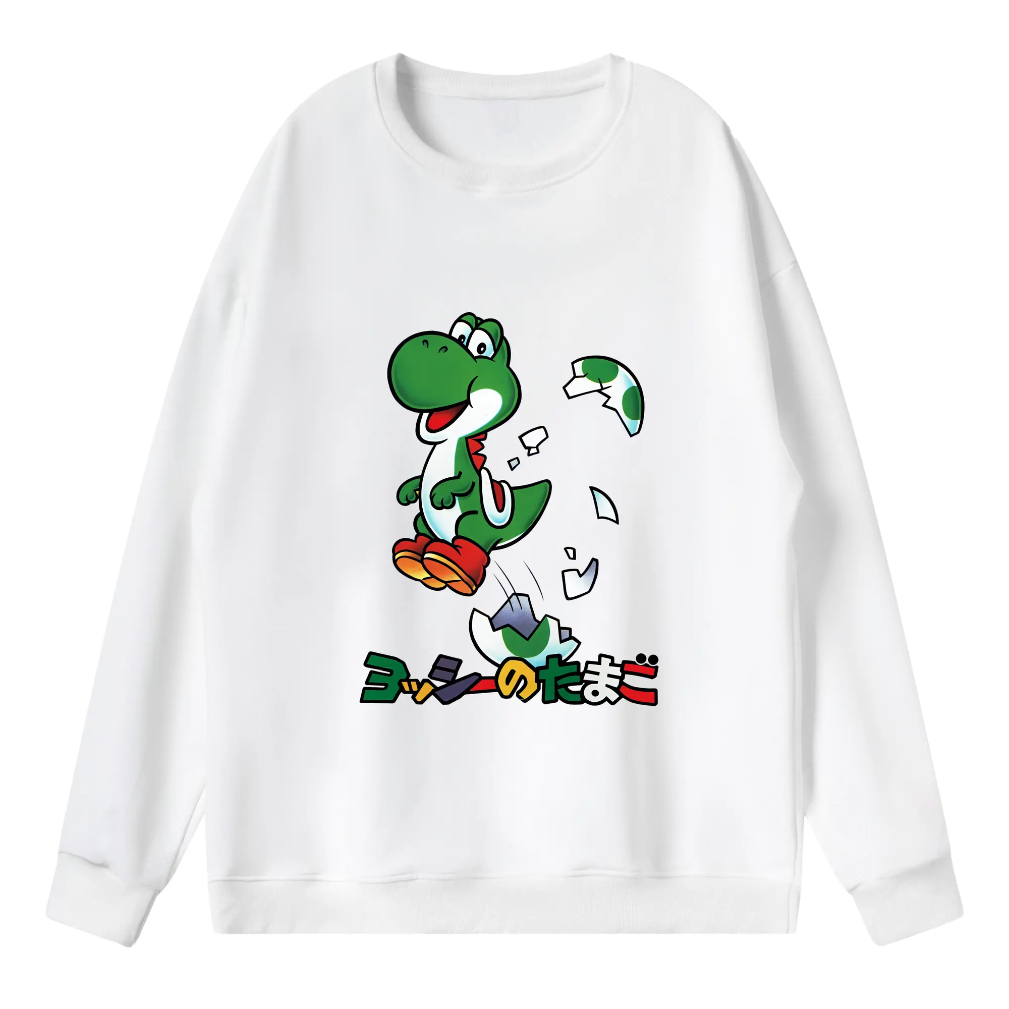 マリオ グッズ ヨッシー - 薄手 クルーネック スウェット 裏毛260g · ポリエステル 春秋向け カジュアル 男女兼用 · トレーナー デイリー スポーツ 散歩に最適