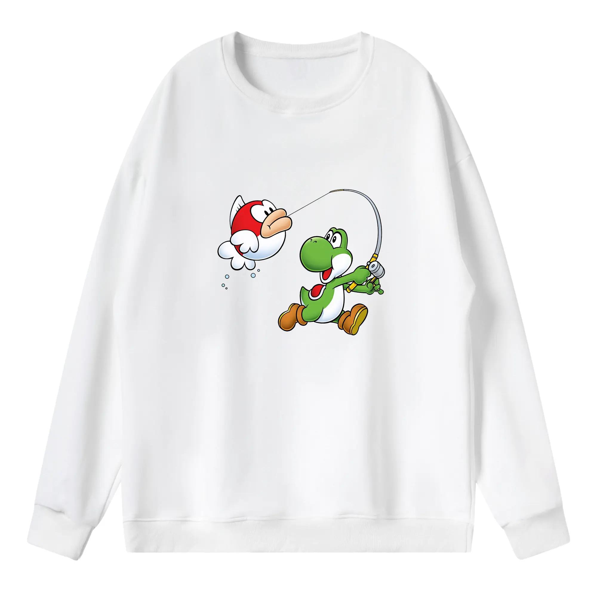 マリオ グッズ ヨッシー - 薄手 クルーネック スウェット 裏毛260g · ポリエステル 春秋向け カジュアル 男女兼用 · トレーナー デイリー スポーツ 散歩に最適