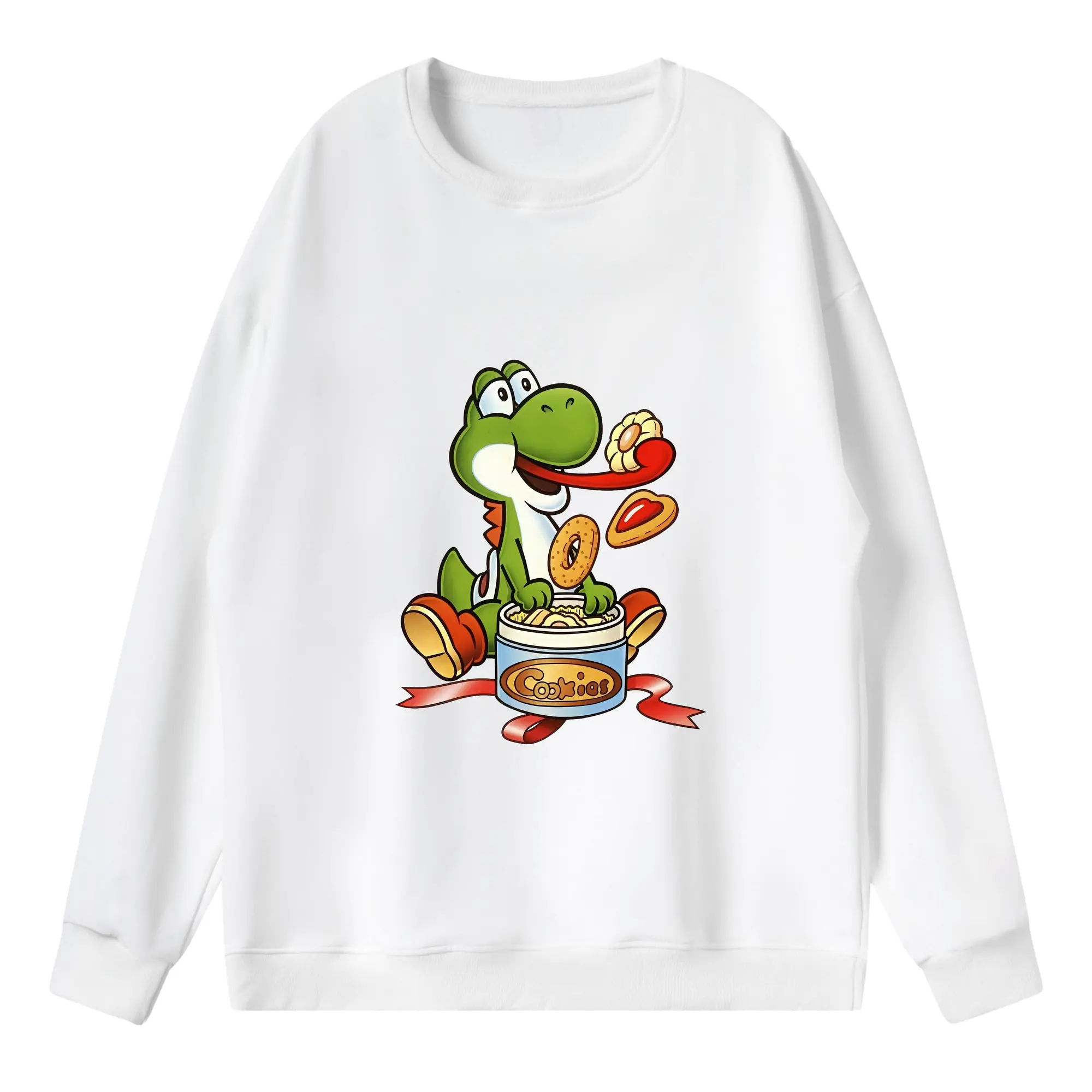 マリオ グッズ ヨッシー - 薄手 クルーネック スウェット 裏毛260g · ポリエステル 春秋向け カジュアル 男女兼用 · トレーナー デイリー スポーツ 散歩に最適