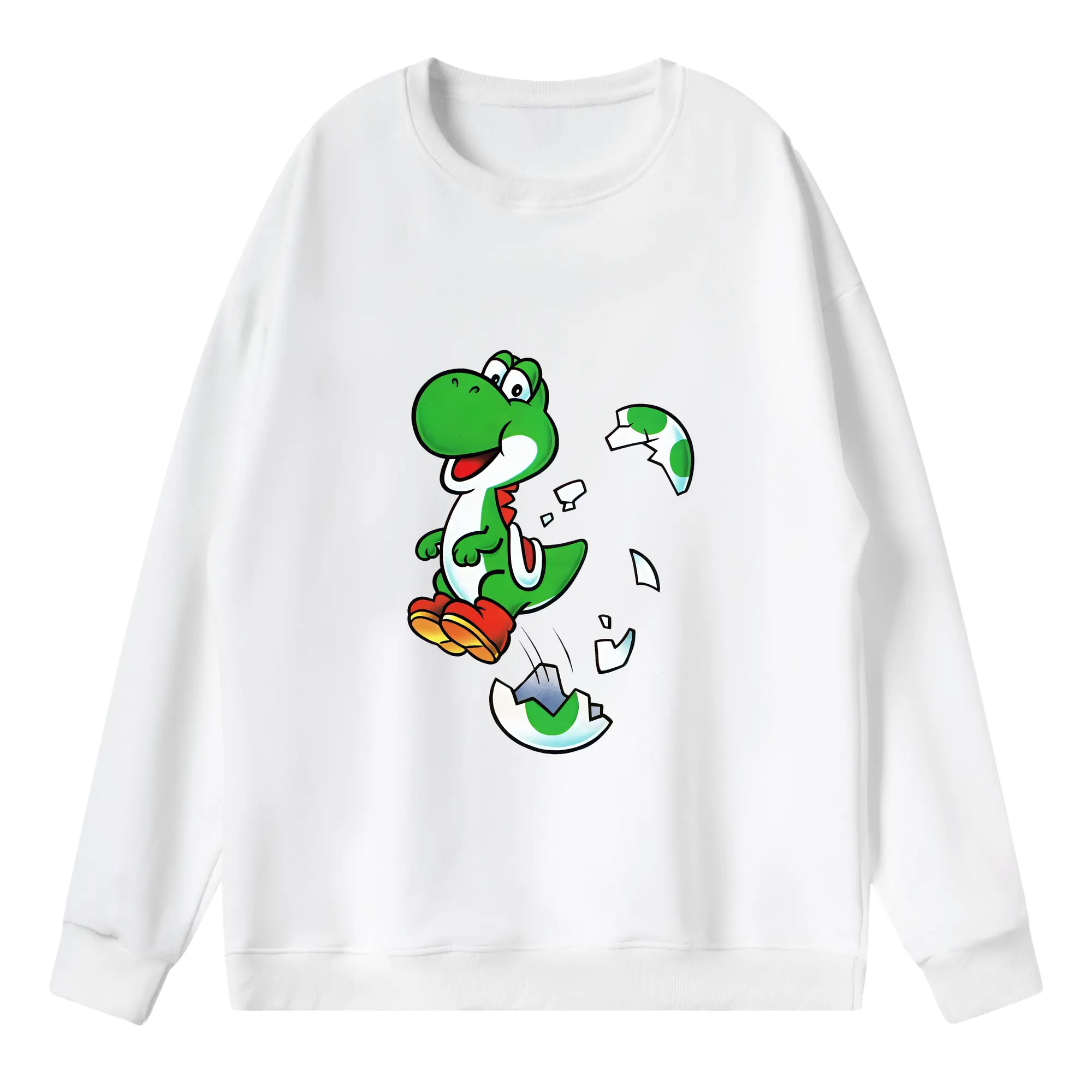 マリオ グッズ ヨッシー - 薄手 クルーネック スウェット 裏毛260g · ポリエステル 春秋向け カジュアル 男女兼用 · トレーナー デイリー スポーツ 散歩に最適