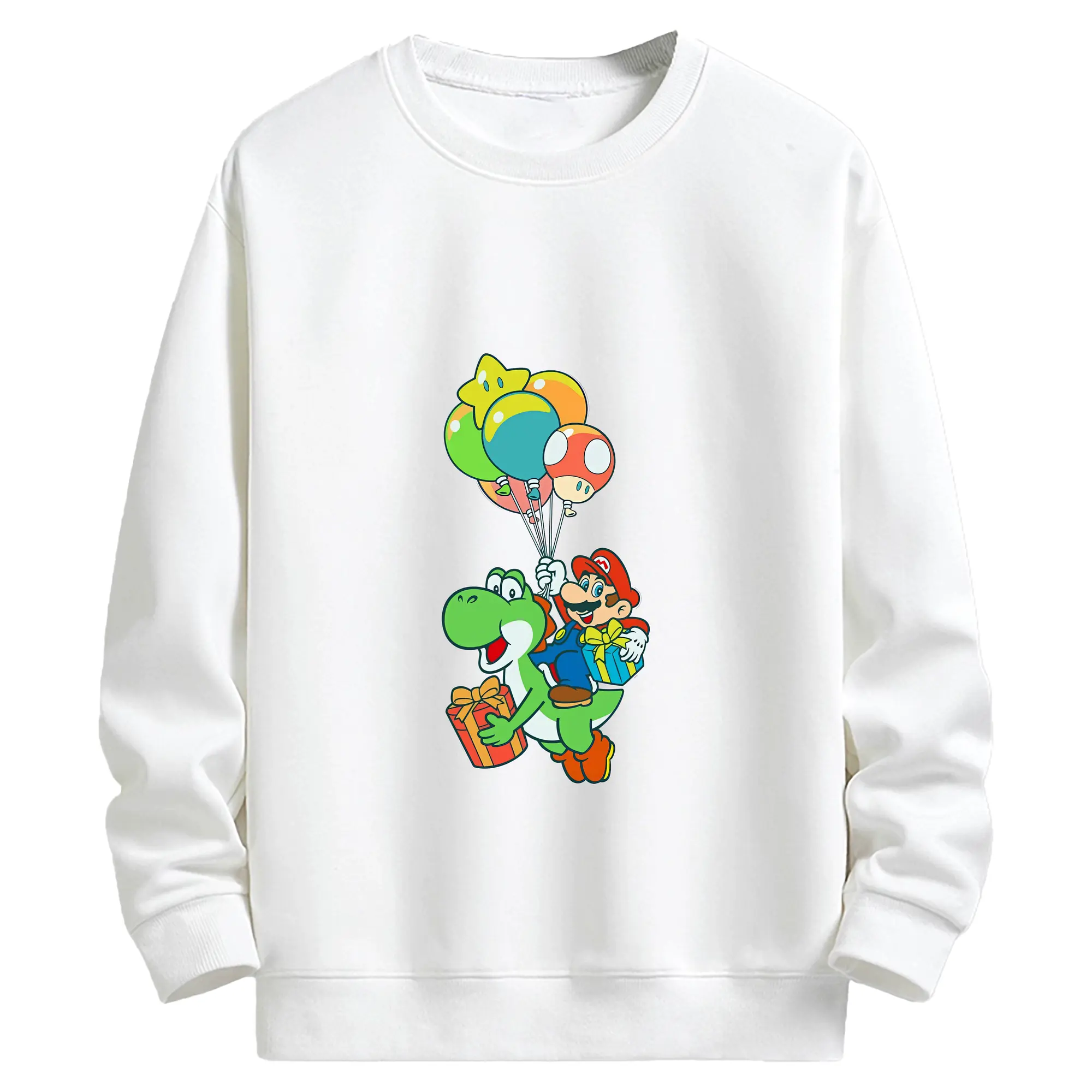 マリオ グッズ ヨッシー - キッズ クルーネックスウェットシャツ ・ フロントプリント ・ 綿80％ ポリエステル20％ ・ 快適 通学 スポーツ 日常使い お散歩用
