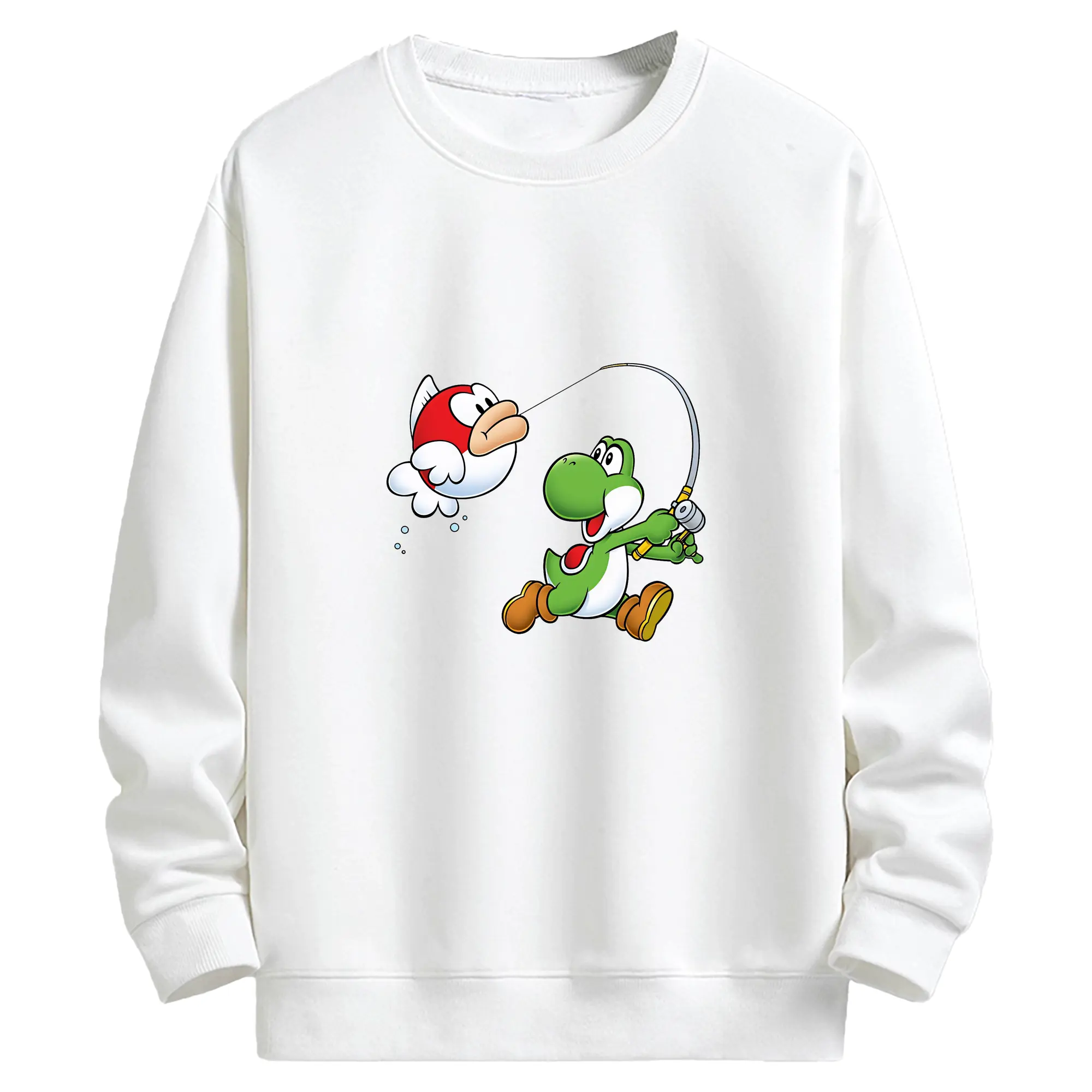 マリオ グッズ ヨッシー - キッズ クルーネックスウェットシャツ ・ フロントプリント ・ 綿80％ ポリエステル20％ ・ 快適 通学 スポーツ 日常使い お散歩用