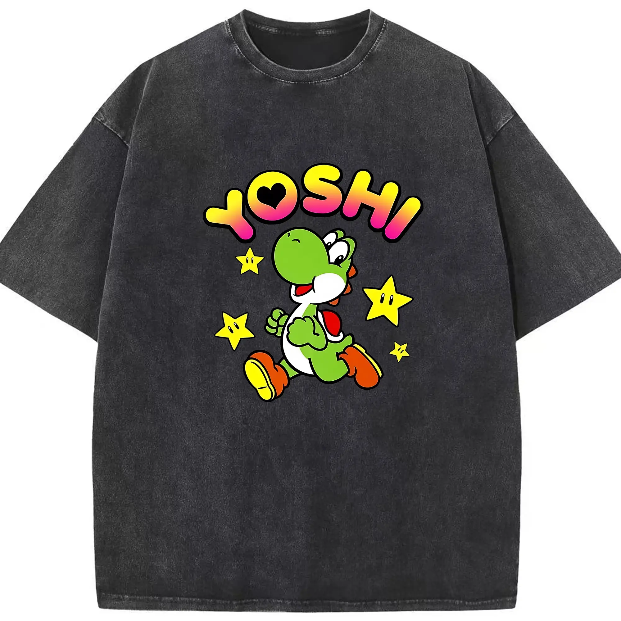 マリオ グッズ ヨッシー - 綿100％ ヴィンテージ風 半袖Tシャツ ・ フロントプリント ・ 柔らか肌触り ・ 通気性 快適 ・ スポーツ カジュアル 外出用