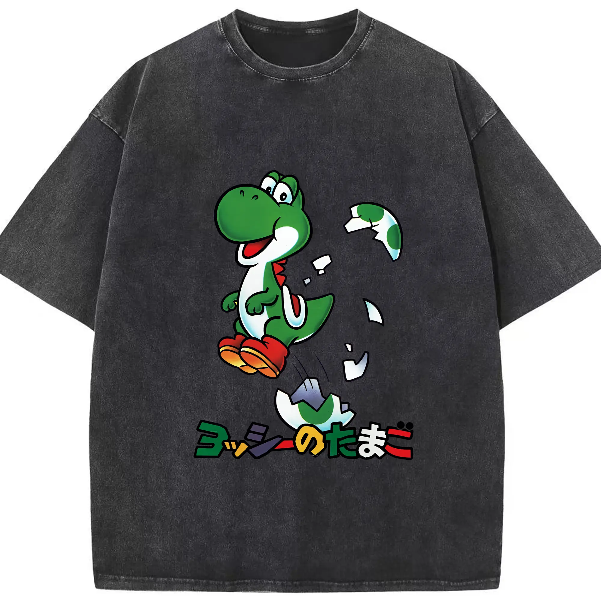 マリオ グッズ ヨッシー - 綿100％ ヴィンテージ風 半袖Tシャツ ・ フロントプリント ・ 柔らか肌触り ・ 通気性 快適 ・ スポーツ カジュアル 外出用