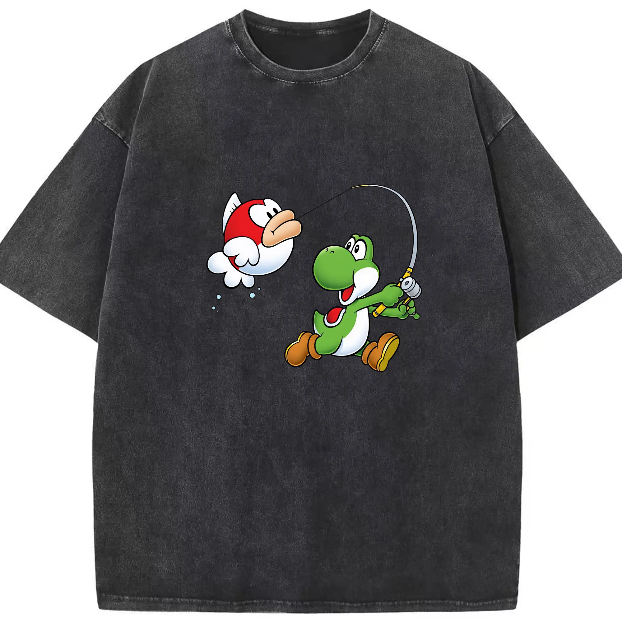 マリオ グッズ ヨッシー - 綿100％ ヴィンテージ風 半袖Tシャツ ・ フロントプリント ・ 柔らか肌触り ・ 通気性 快適 ・ スポーツ カジュアル 外出用