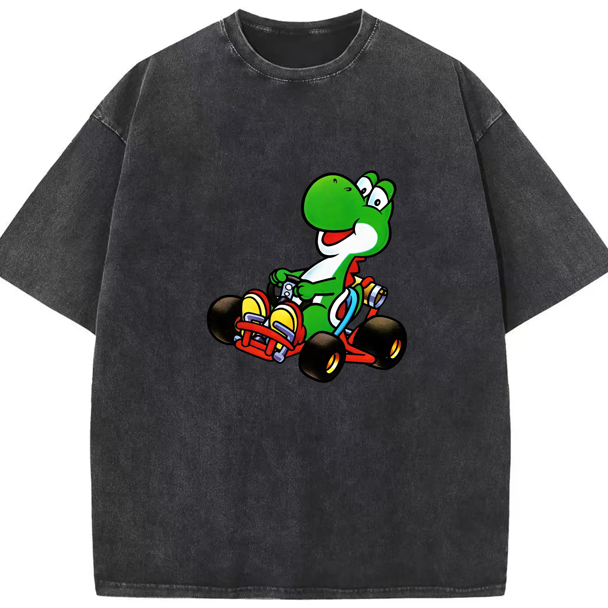 マリオ グッズ ヨッシー - 綿100％ ヴィンテージ風 半袖Tシャツ ・ フロントプリント ・ 柔らか肌触り ・ 通気性 快適 ・ スポーツ カジュアル 外出用