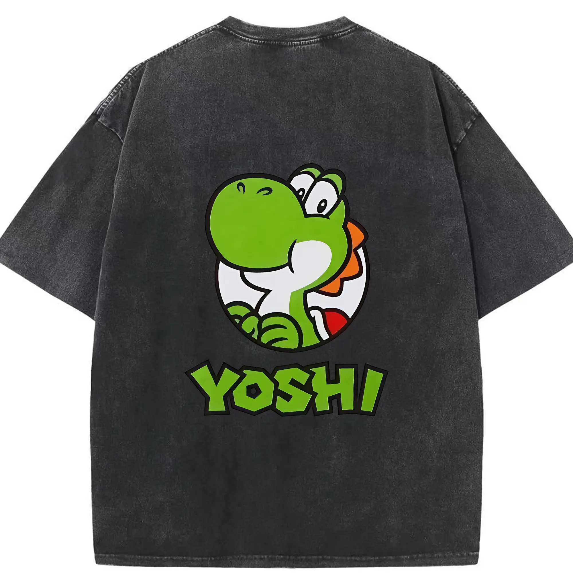 マリオ グッズ ヨッシー - 綿100％ ヴィンテージ風 半袖Tシャツ ・ 背面プリント ・ 柔らか肌触り ・ 通気性 快適 ・ スポーツ カジュアル 外出用