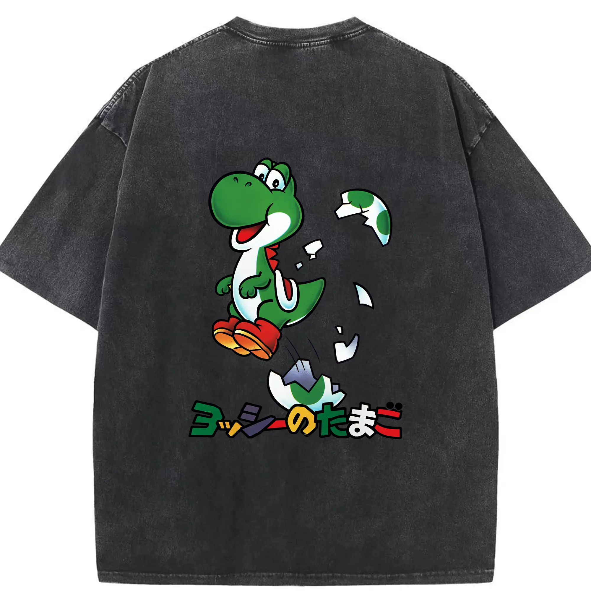 マリオ グッズ ヨッシー - 綿100％ ヴィンテージ風 半袖Tシャツ ・ 背面プリント ・ 柔らか肌触り ・ 通気性 快適 ・ スポーツ カジュアル 外出用