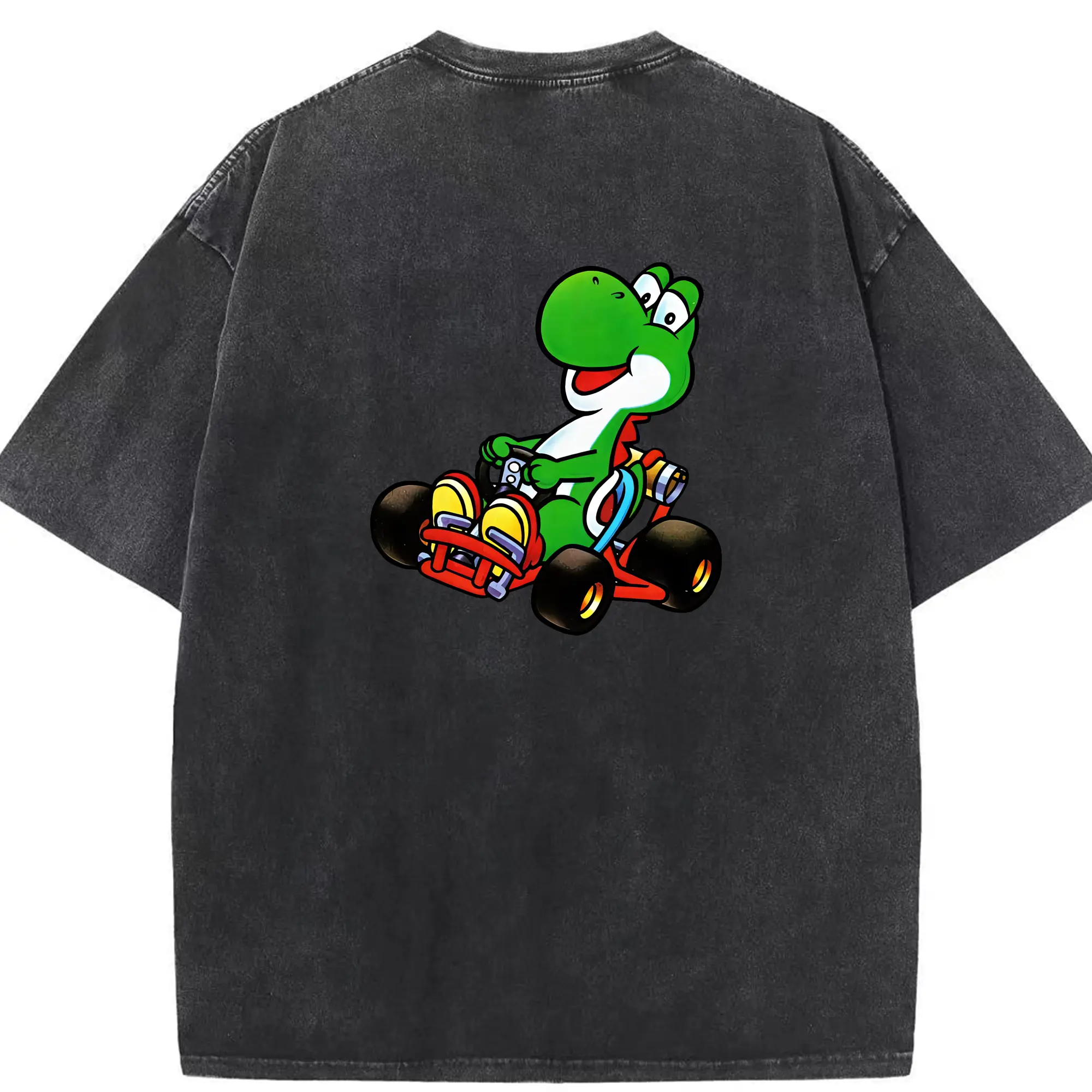 マリオ グッズ ヨッシー - 綿100％ ヴィンテージ風 半袖Tシャツ ・ 背面プリント ・ 柔らか肌触り ・ 通気性 快適 ・ スポーツ カジュアル 外出用