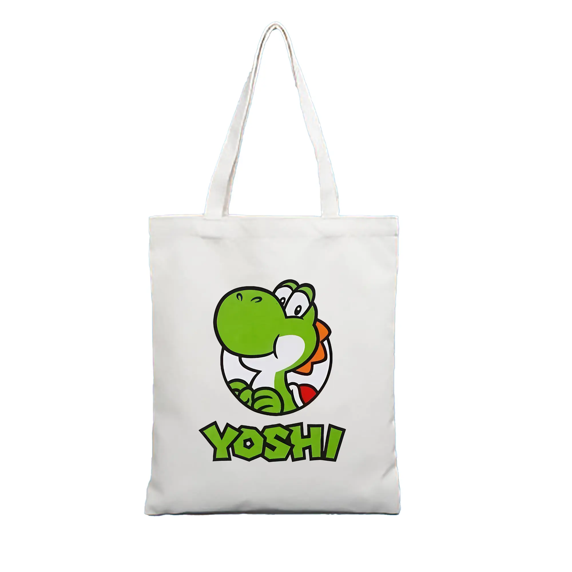 マリオ グッズ ヨッシー - 縦型キャンバス手提げバッグ（トートバッグ） ・ キャンバス素材 ・ ショッピング用 ・ 軽量 丈夫 お手入れ簡単