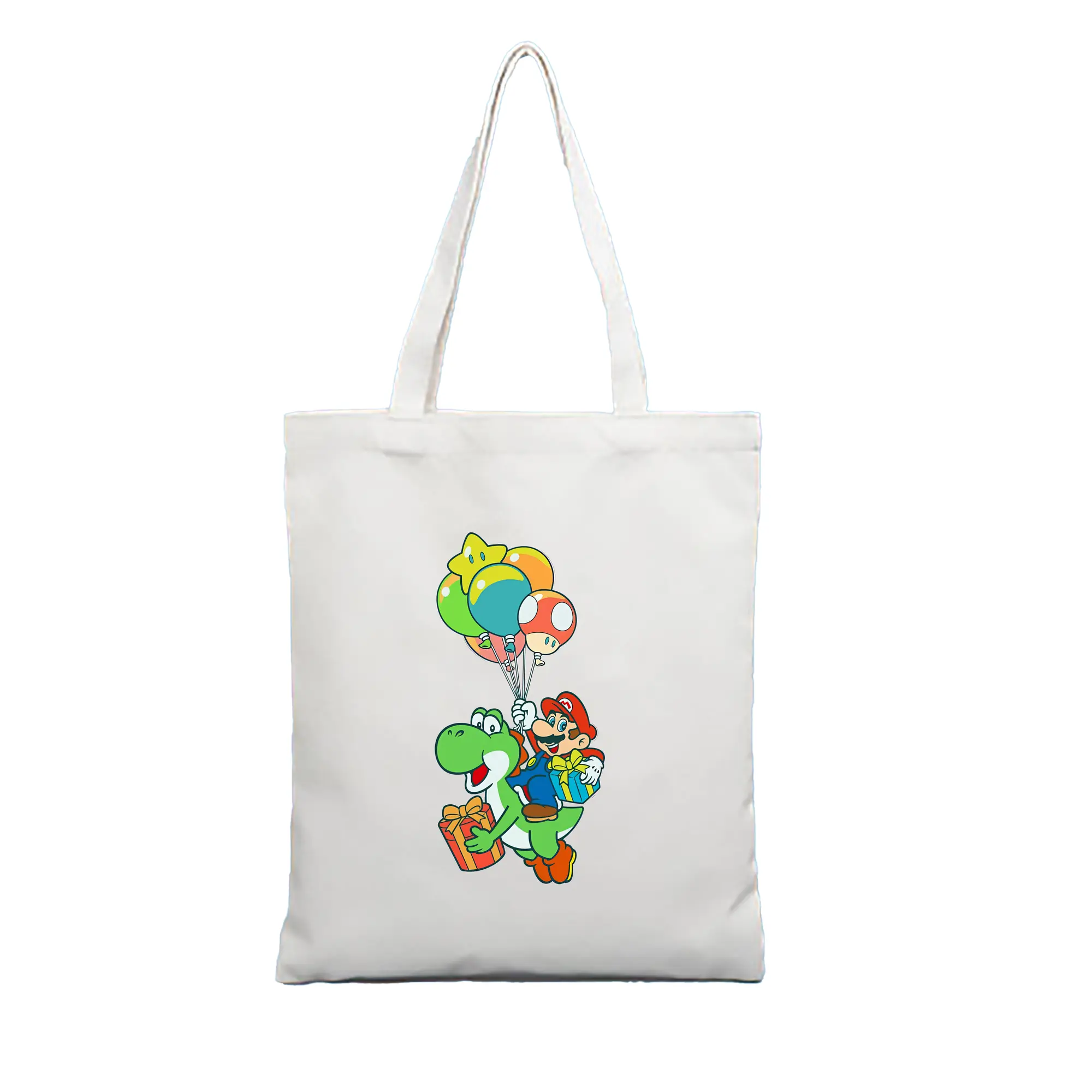 マリオ グッズ ヨッシー - 縦型キャンバス手提げバッグ（トートバッグ） ・ キャンバス素材 ・ ショッピング用 ・ 軽量 丈夫 お手入れ簡単
