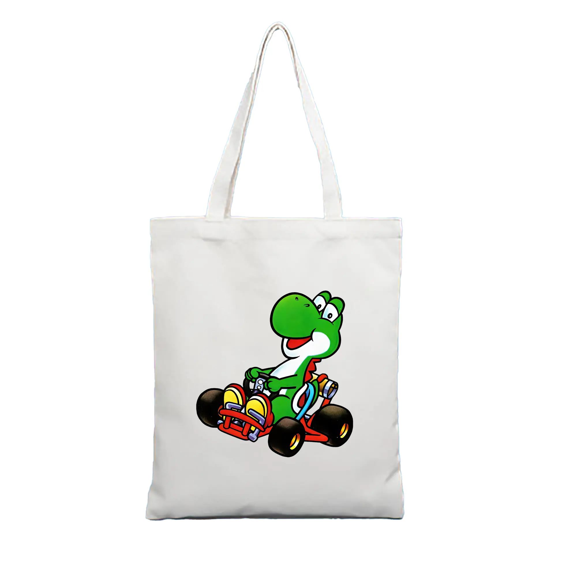 マリオ グッズ ヨッシー - 縦型キャンバス手提げバッグ（トートバッグ） ・ キャンバス素材 ・ ショッピング用 ・ 軽量 丈夫 お手入れ簡単