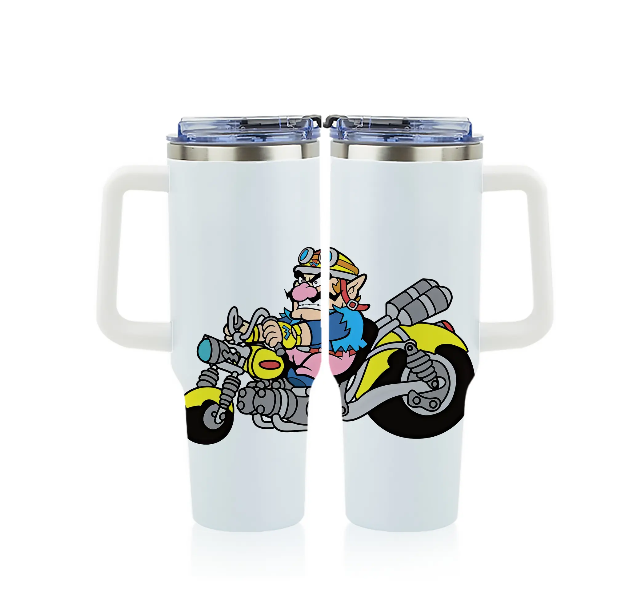 マリオ グッズ ワリオ - 1200mL フルプリント車用タンブラー ・ 304ステンレス 内側 ・ 201ステンレス 外側 ・ 保温 保冷 ・ 通勤 ドライブ アウトドア用