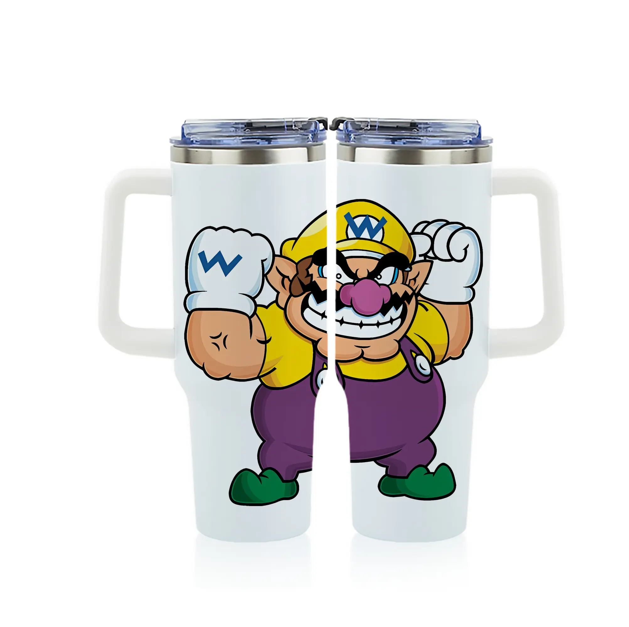 マリオ グッズ ワリオ - 1200mL フルプリント車用タンブラー ・ 304ステンレス 内側 ・ 201ステンレス 外側 ・ 保温 保冷 ・ 通勤 ドライブ アウトドア用