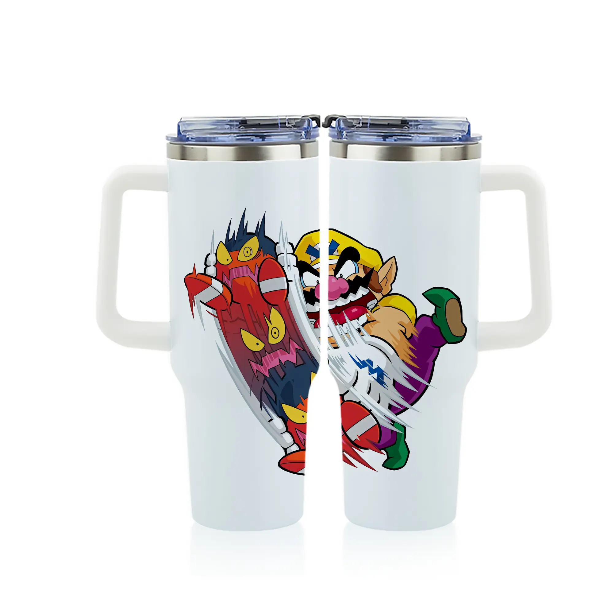 マリオ グッズ ワリオ - 1200mL フルプリント車用タンブラー ・ 304ステンレス 内側 ・ 201ステンレス 外側 ・ 保温 保冷 ・ 通勤 ドライブ アウトドア用